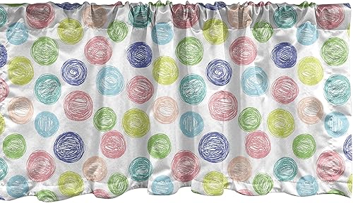 Miniatura 43 de Lunarable Cenefa de ventana azul pálido, diseño de conchas de vida submarina grunge, estrellas de mar, arte marítimo incompleto, cenefa de cortina