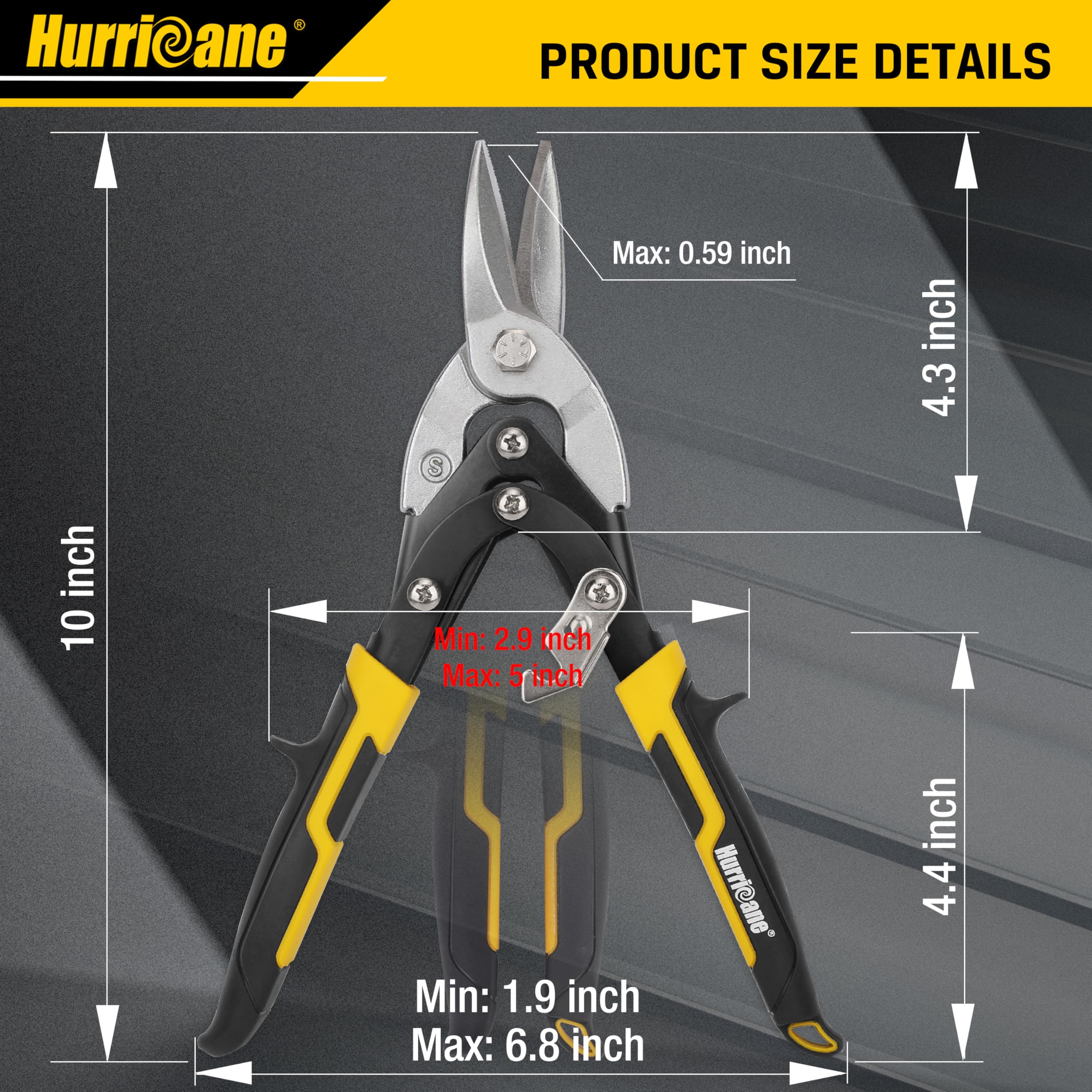LEAD 10 Inch Aviation Tin Snips - Chrome Vanadium Steel, Double Lever For Easy Metal Cutting, Heavy Duty Sheet Metal Shears