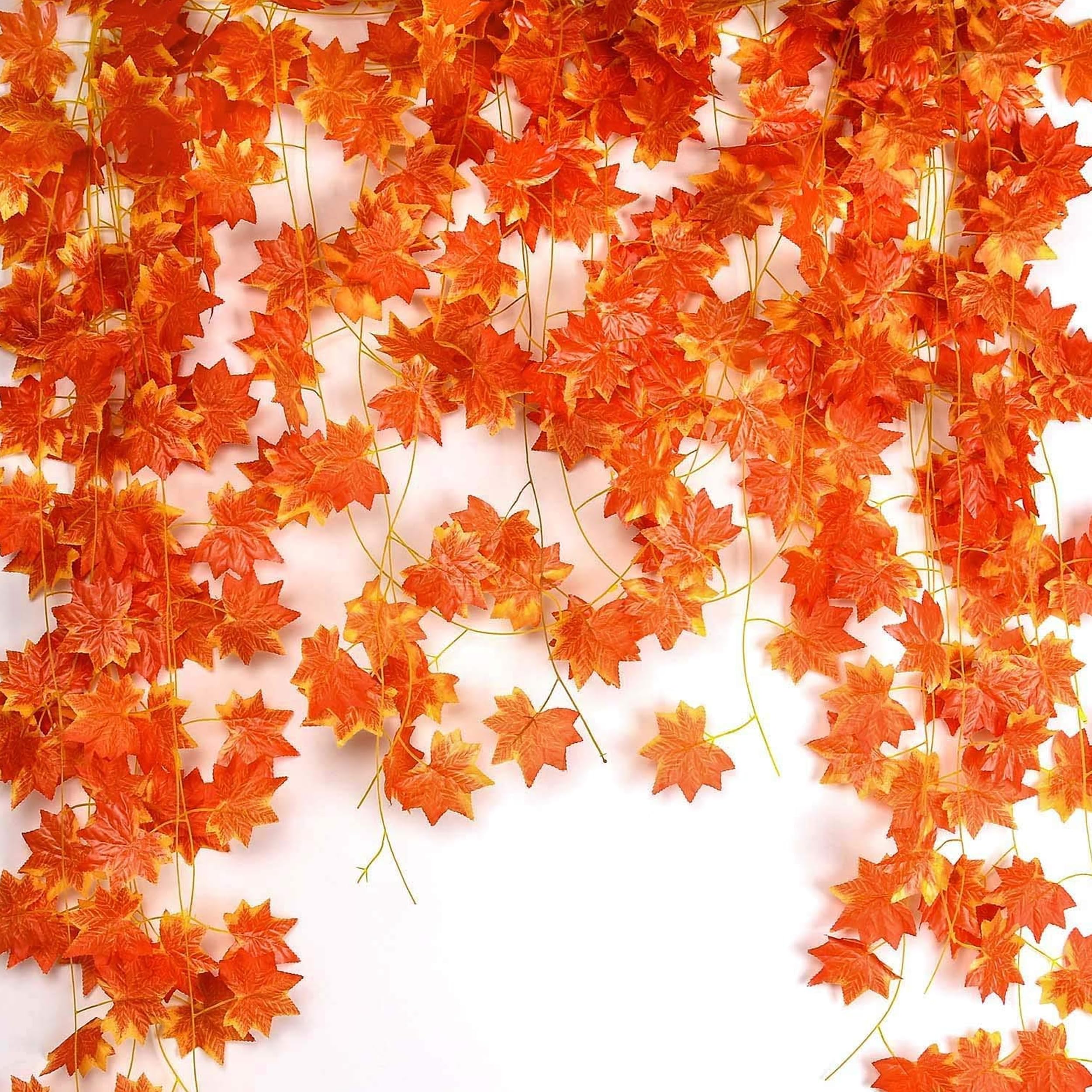 Pack of 6 Artificial Maple Plant Leaves Creeper Garlands (92 inch) for Decoration Wall Hanging Home Decor Balcony Indoor Outdoor Kitchen Living Room Office Craft Diwali Decorative Items