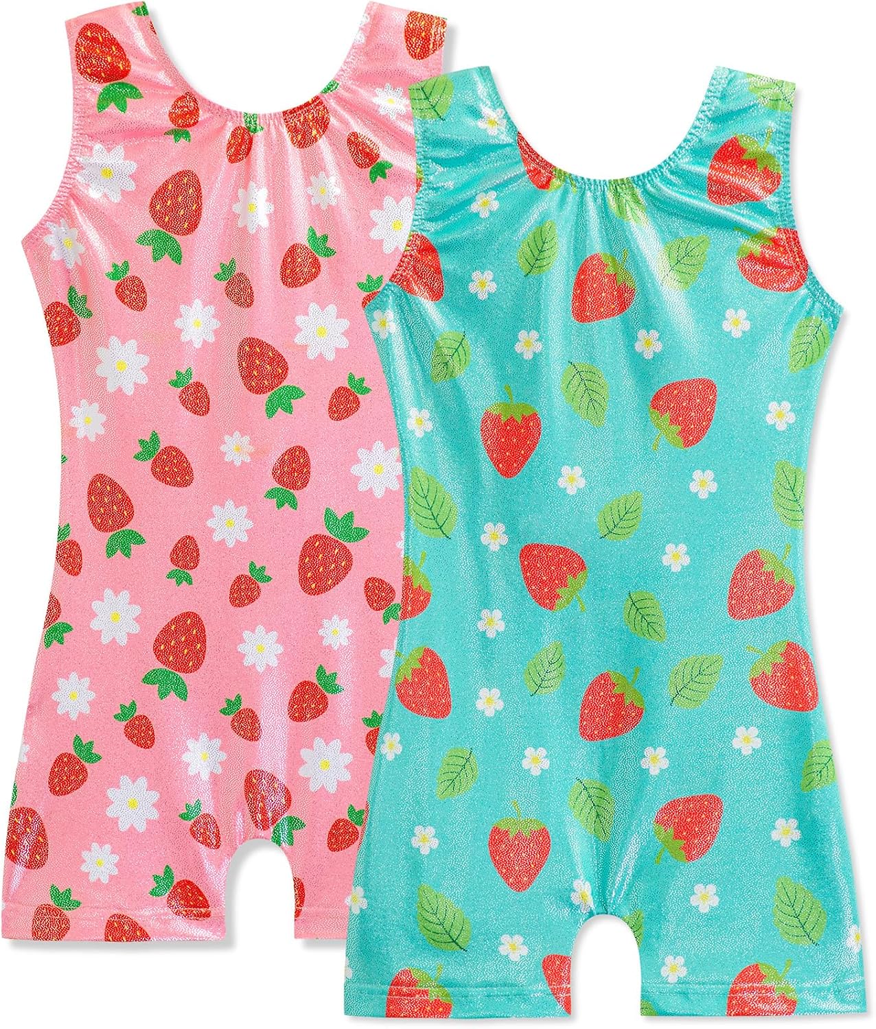HOZIY 2 Pack Girls Gymnastics Leotards for Kids Toddlers Dance Outfits with Shorts Biketards Tumbling Clothes Sparkly