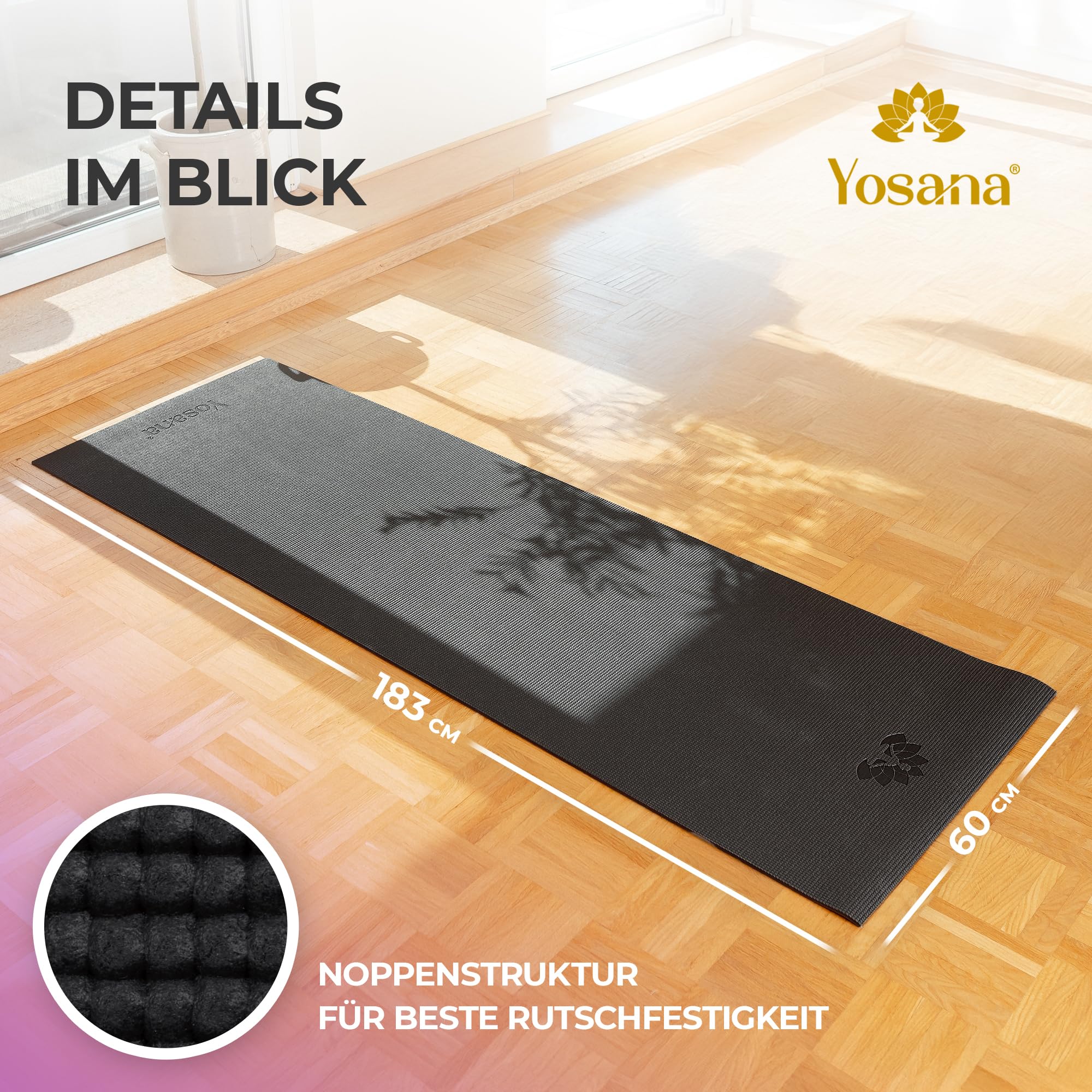 Yogamatte inkl. Tragetasche & Video Kurs I Yoga Matte rutschfest I weiche Gymnastikmatte I Sportmatte 183x60cm I Fitnessmatte I Pilatesmatte 6mm Dick