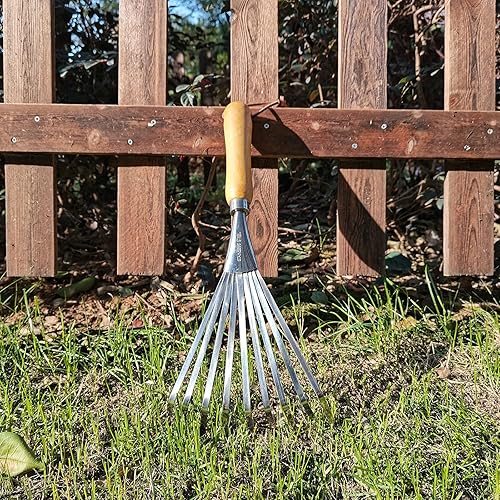Miniatura 4 de Rastrillos de mano, rastrillo de mano de acero inoxidable para jardín con mango ergonómico, rastrillos de hojas pequeñas, ideales para jardinería