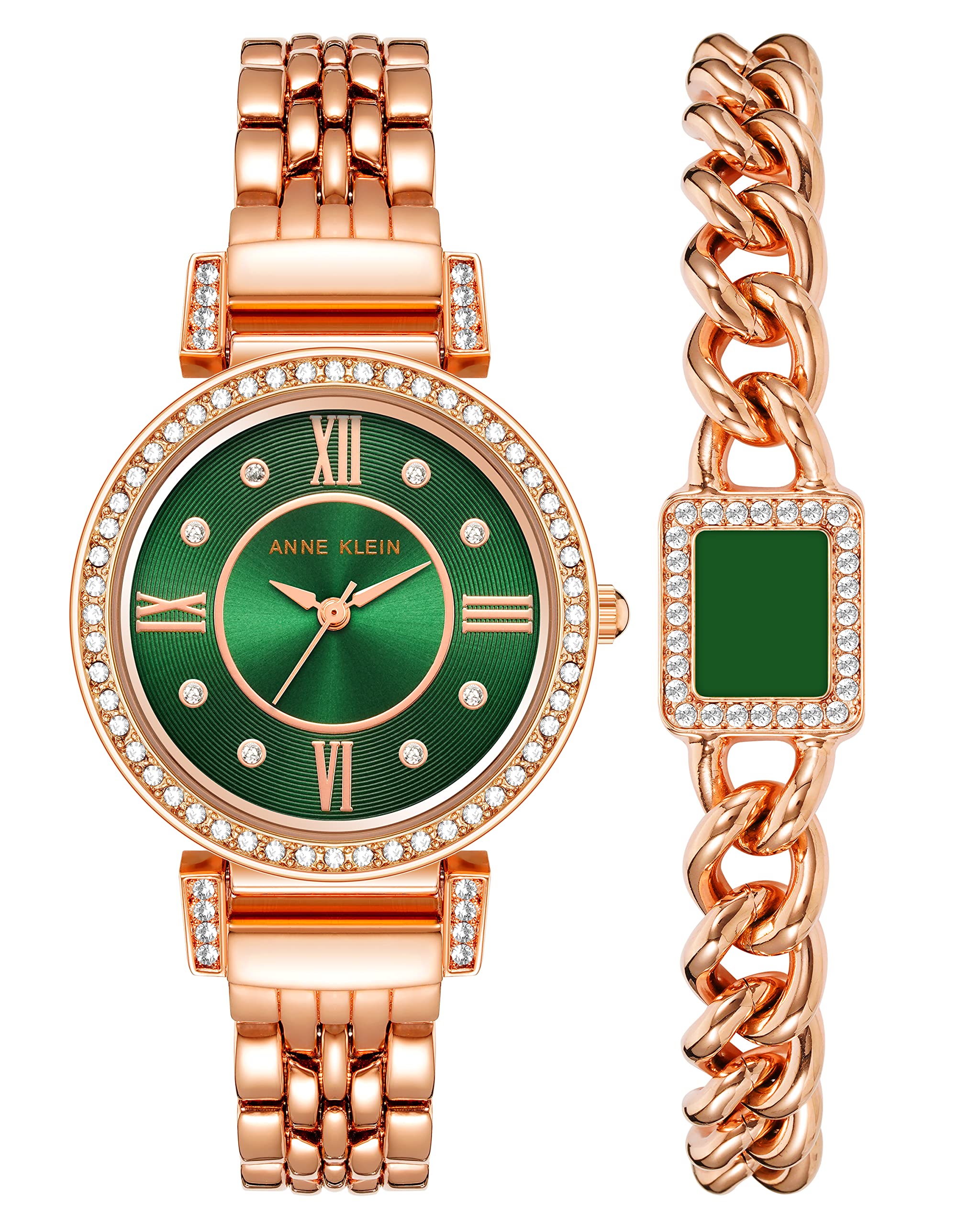 Anne KleinWomen's Premium Crystal Accented Watch and Bracelet Set, AK/2928