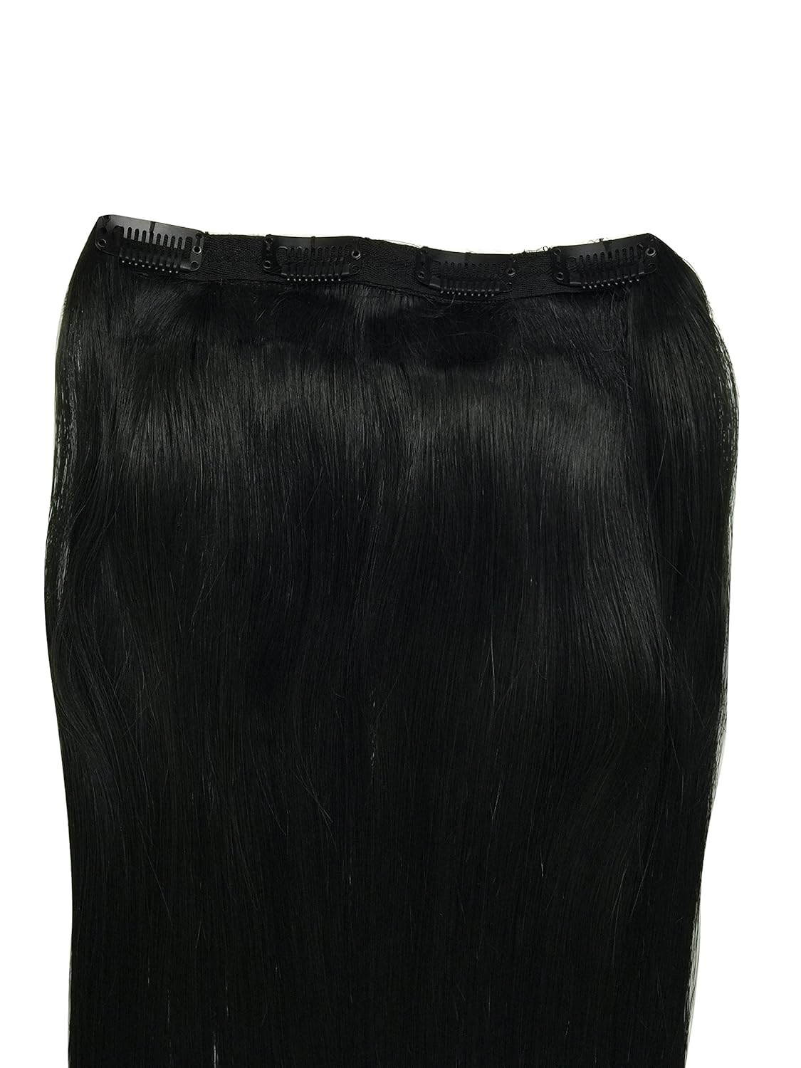 Clip in Elegant Jet Black Human Hair Extensions 22 Inches, 4 clips