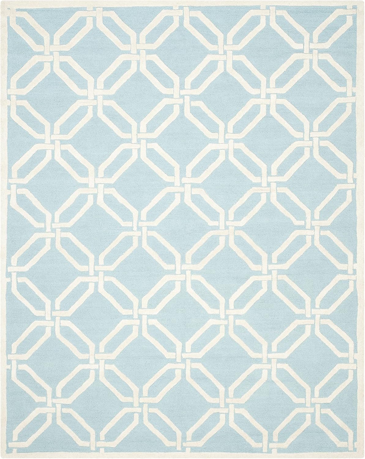 SAFAVIEH Area Rug 8x10 - Cambridge Collection - Large - Light Blue & Ivory, Handmade Wool, Moroccan Design, Ideal for Living Room, Bedroom, Office, Dining Space (CAM311E)
