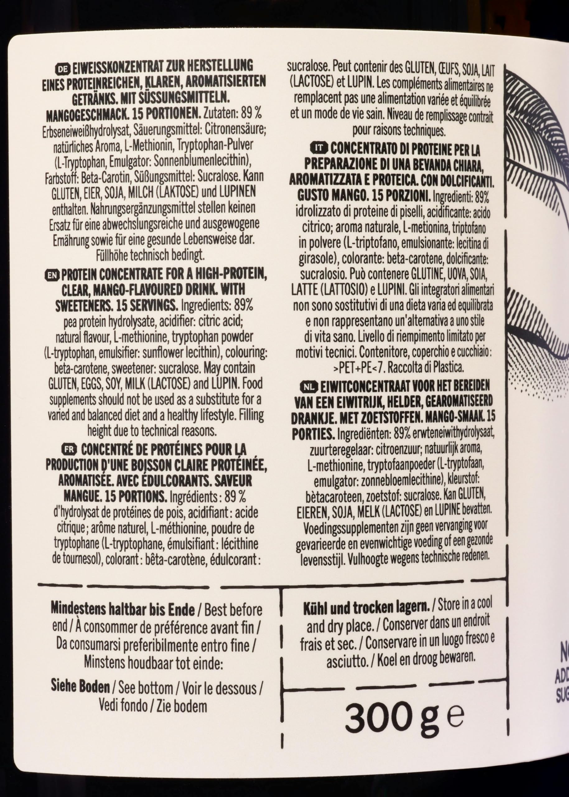 KoRo - Clear protein vegan à la mangue 300 g - Source de protéines vegan - Contient des BCAA - Sans sucres ajoutés : Sucré au sucralose*