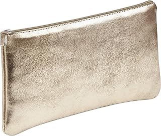 8715C Trousse piatta in vera pelle, color Grigio