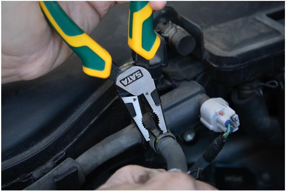 SATA High-performance combination pliers, length 175 mm (combination pliers, combination pliers), laser-hardened cutting edges ensure clean cuts and stay sharp for a particularly long time