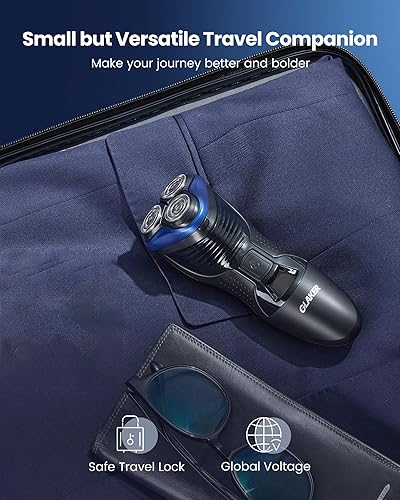 Miniatura 7 de GLAKER Maquinilla de afeitar eléctrica para hombres  Afeitadora inalámbrica para hombre con recortadora emergente, IPX6 impermeable, para húmedo y