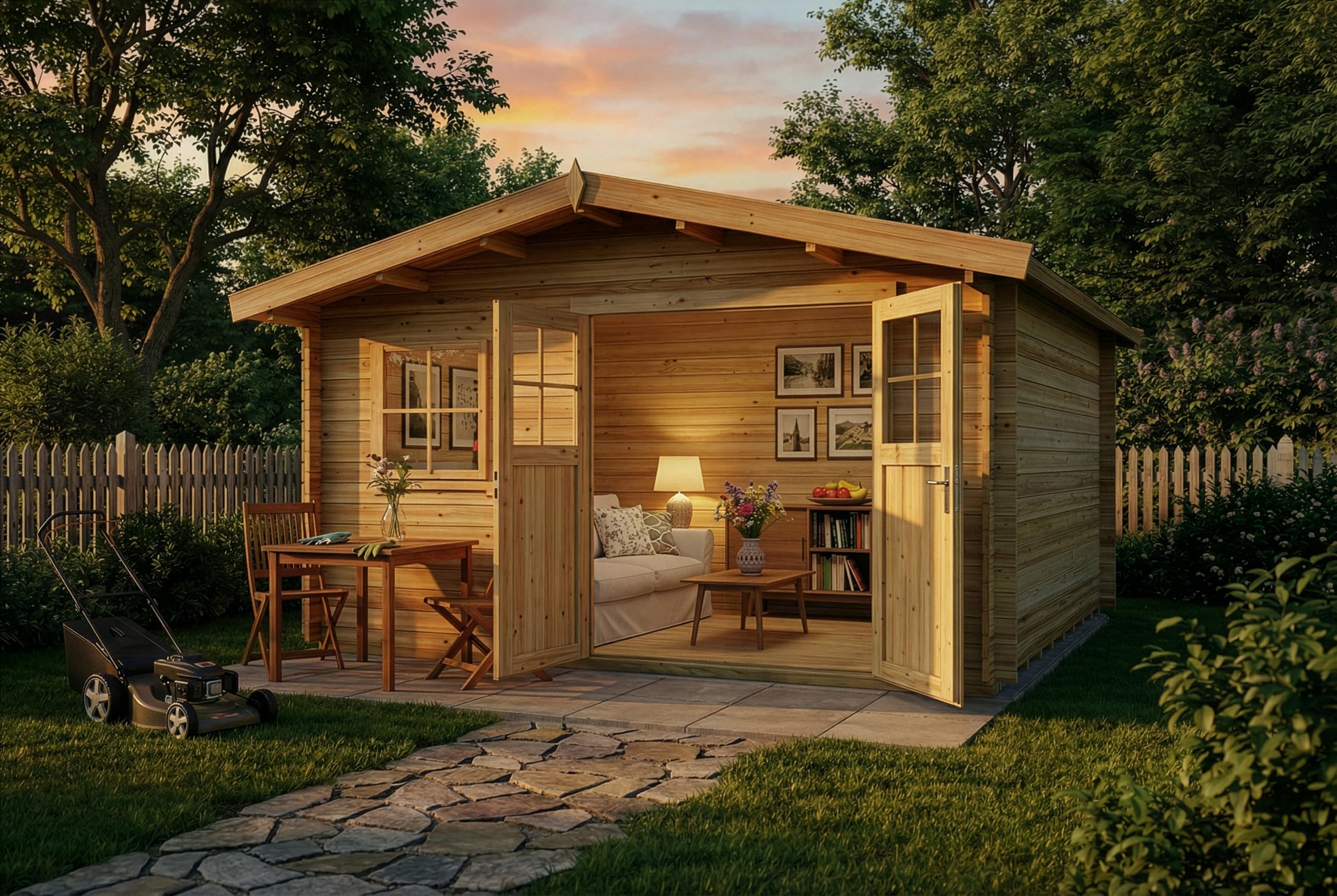 Alpholz Gartenhaus Valerie 428x427cm Naturbelassen mit Boden