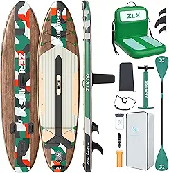ZLX Prancha Inflável Com Assento, De Stand Up Paddle Extra Larga 10'6" Para Adultos, Nadadeira Balanceada Estável E Exclusiva, Sup Antiderrapante, Blow Portátil Iniciantes, Todos Os Níveis Habilidad