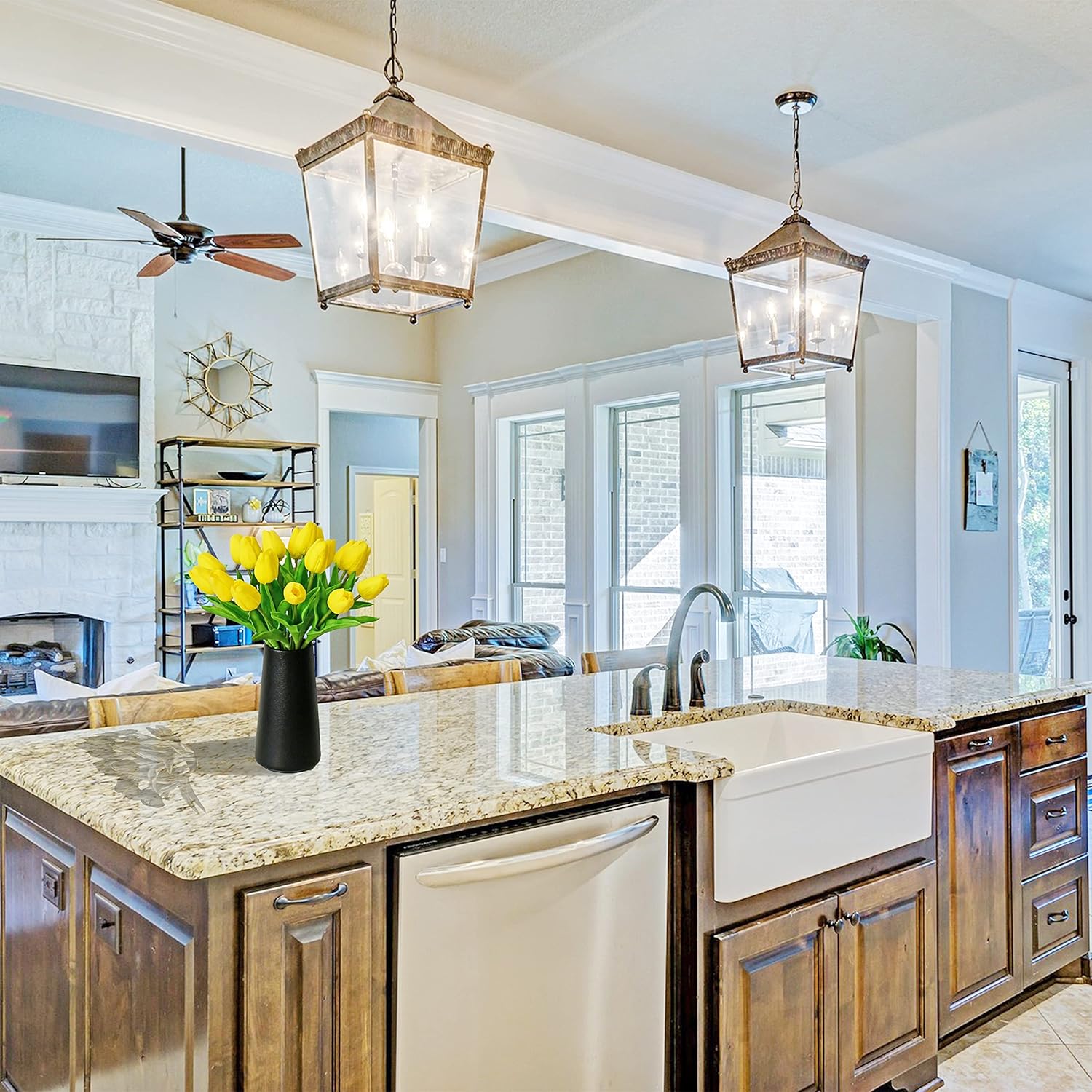 Mandy's Artificial Tulips 20 Stems Yellow PU Faux Flowers for Valentine's Day and Easter Decorations Wedding Home Decor 13.5 Inch - Image 5