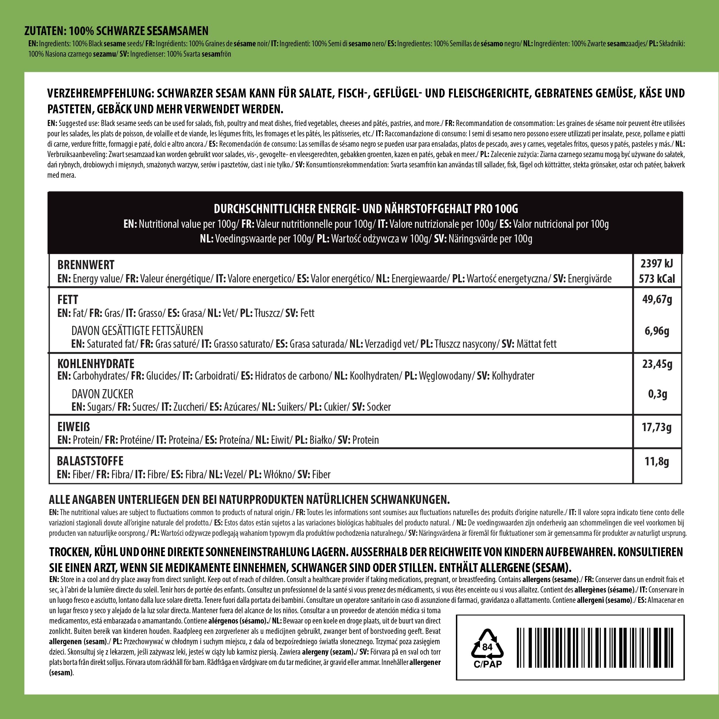 Alpi Nature Semillas de Sésamo Negro 500g, Semillas de Sésamo Negro Enteras Crudas para Cocinar - 2