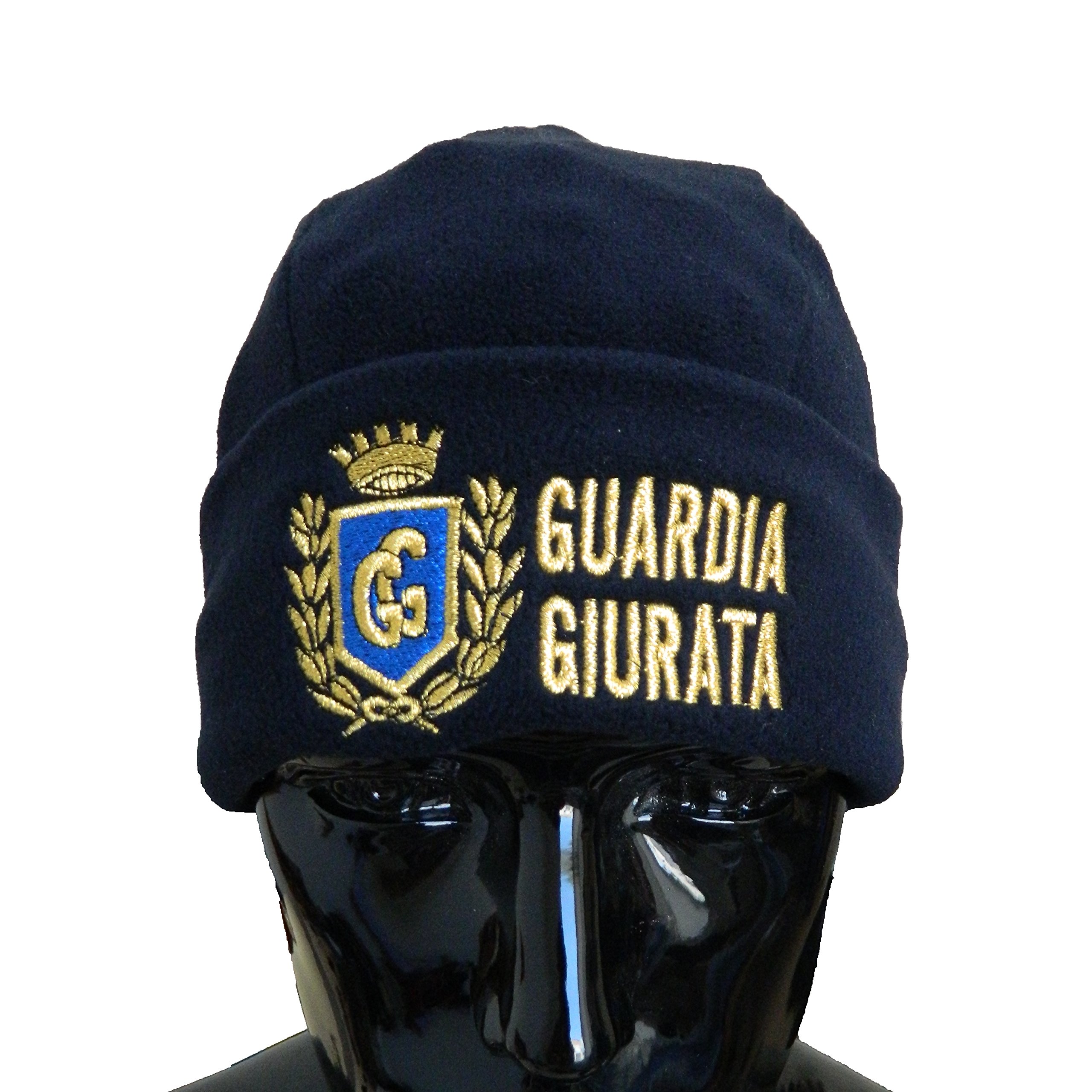 ALGI Cappello Tondo Blu in Pile Antipilling Guardia GIURATA Oro con Alloro Celeste