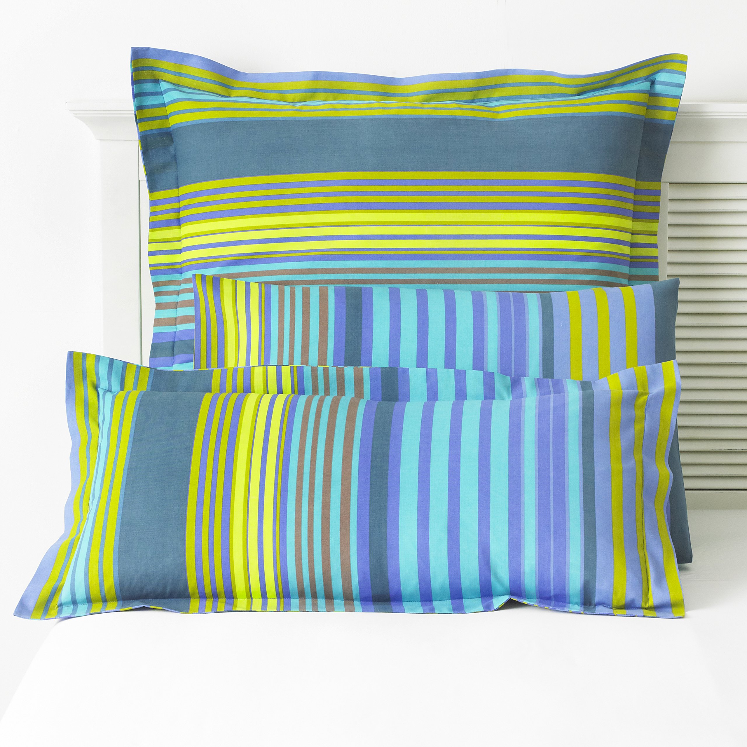 Great Knot White Oxford Stripe Easycare Pillowcases, Large Square 80 X 80Cm, Limeade