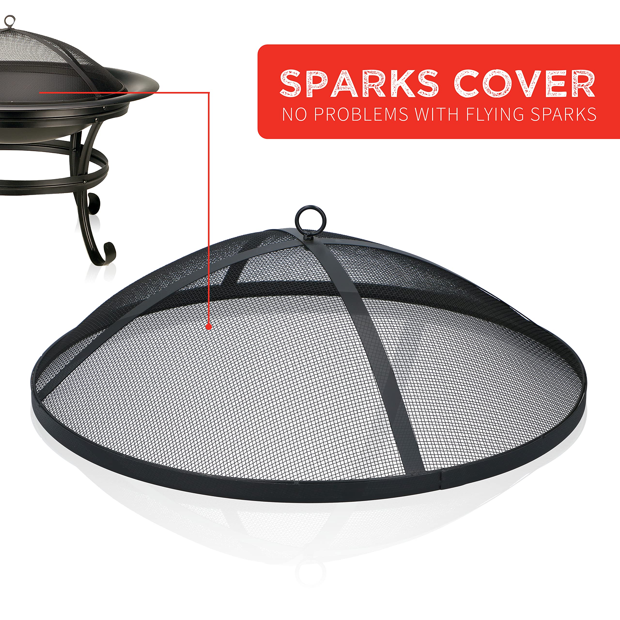 BBQ Collection Brasero Exterieur Ø75,5 cm - Incinerateur de Jardin sur Pied - avec Écran Anti-Étincelles - Facil a Transporter avec Poignées - Decoration Jardin et Terrasse - Acier au Carbone