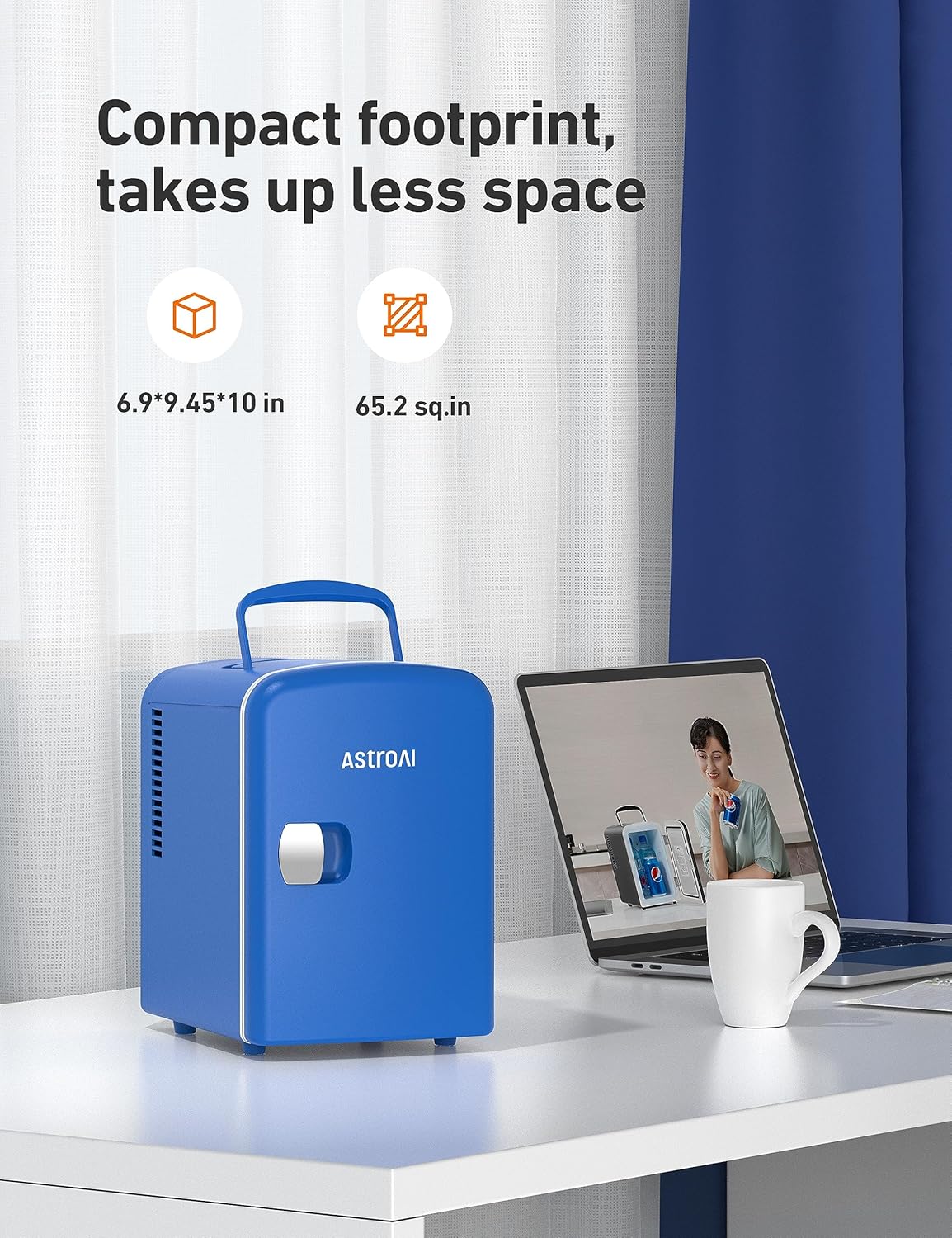 AstroAI Mini Frigo da Camera 4Litri/6Lattine Frigorifero Piccolo con Sistema di Raffreddamento e Riscaldamento Frigorifero Piccolo con Freezer Alimentazione CA/CC per Auto,Casa,Dormitorio (Blu) AstroAI Mini Frigo da Camera 4Litri/6Lattine Frigorifero Piccolo con Sistema di Raffreddamento e Riscaldamento Frigorifero Piccolo con Freezer Alimentazione CA/CC per Auto,Casa,Dormitorio (Blu)