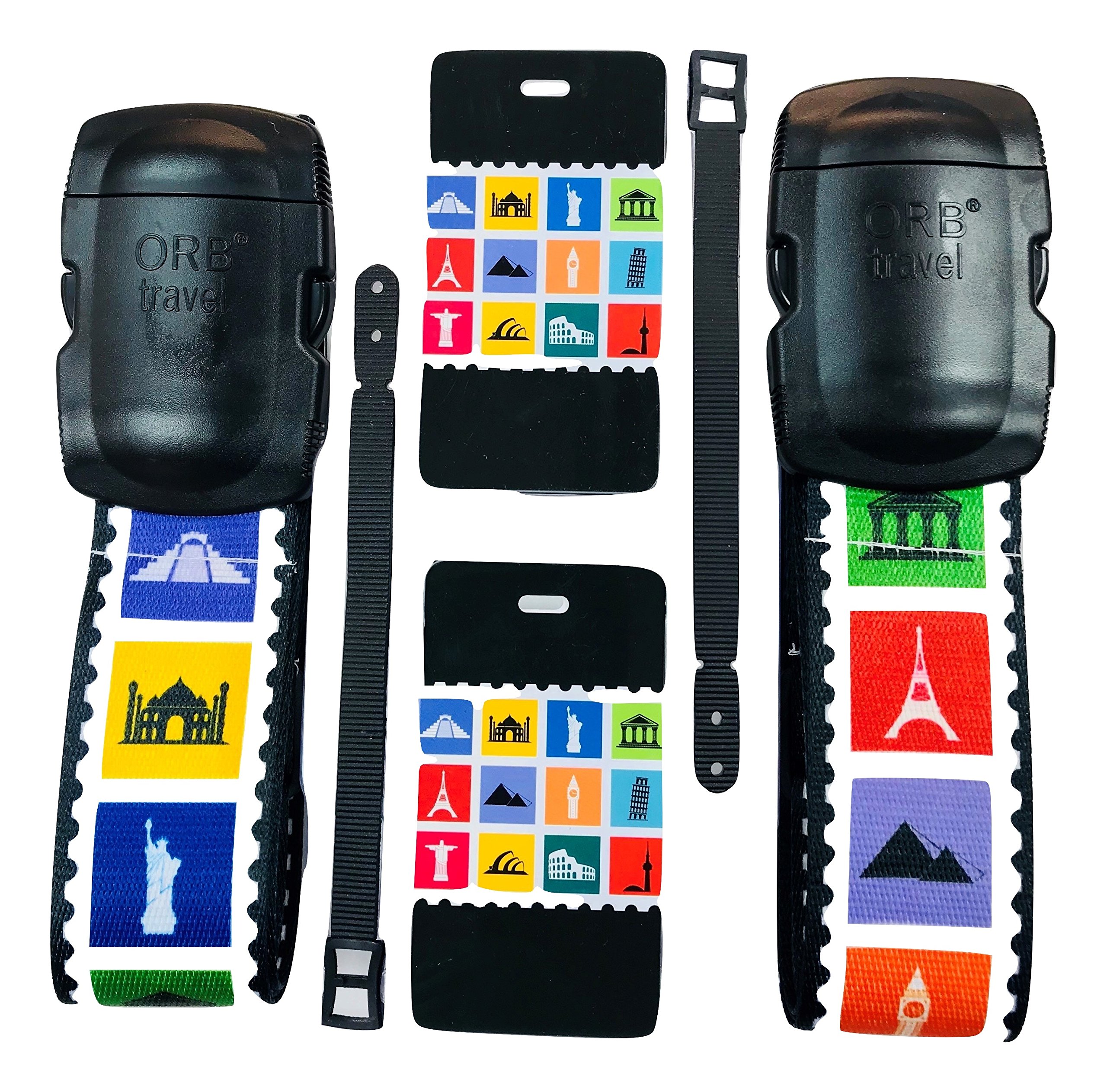 Orb Travel Premium Designer Luggage Strap Suitcase Strap Luggage Strap/Packing Tape 2 m x 5 cm, TE203-Multi-Colour (Multicolour) - TE203