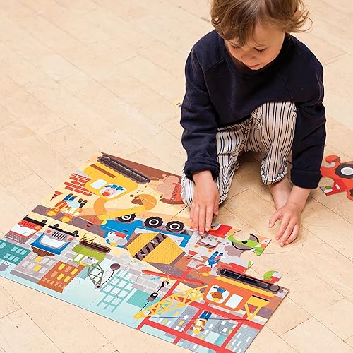 Miniatura 10 de Petit Collage Rompecabezas grande de piso para niños, rompecabezas completo del espacio exterior mide 18 x 24 pulgadas, es una gran idea de regalo