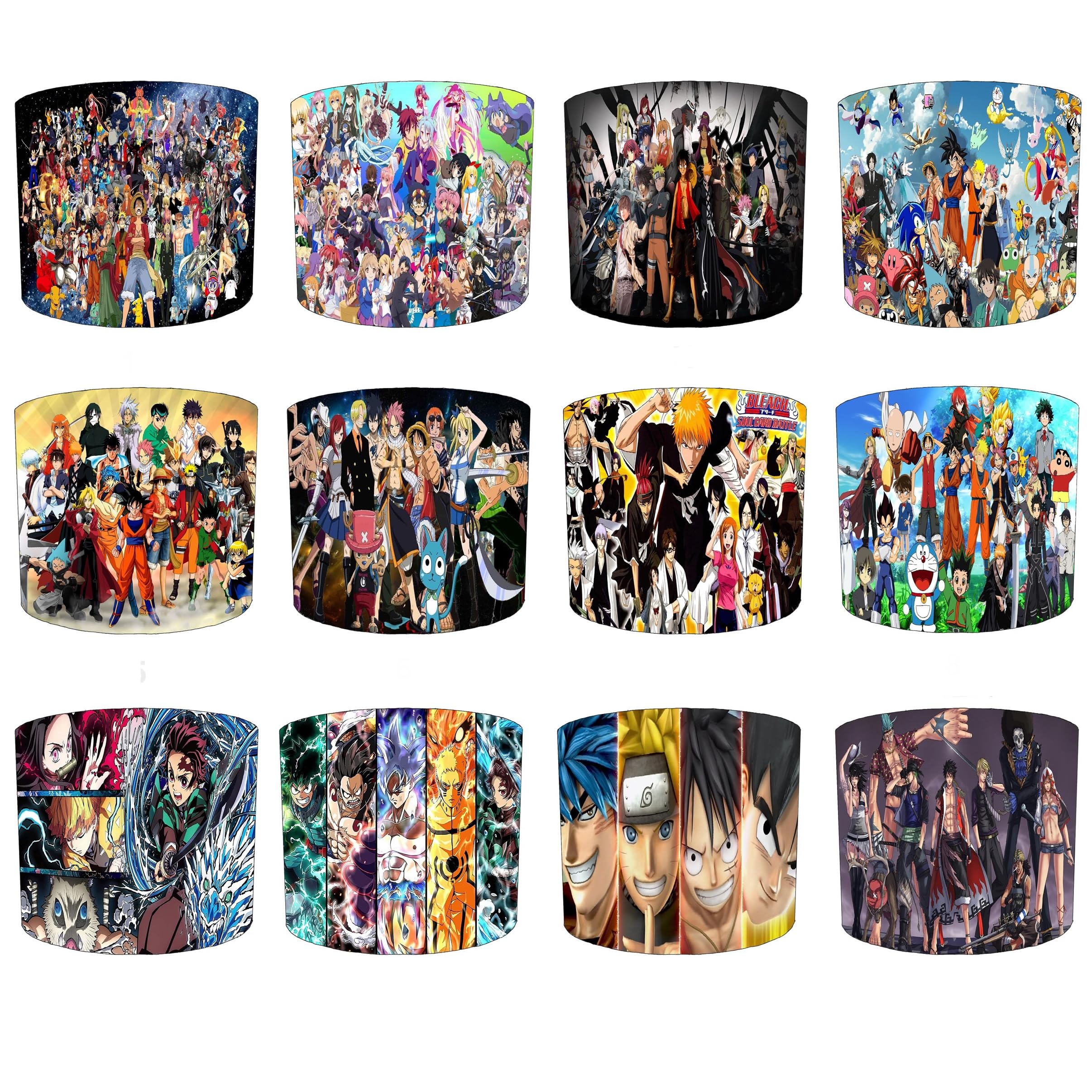 Japanese Anime Lampshade Available in 12 Designs and 3 Sizes for Ceiling Light Shade Pendant or Table Lamp - Naruto Manga Dragonball