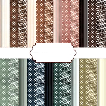 24 Sheets Vintage Scrapbook Paper Set, Dark Brown & Green Sample Patterned Cardstock, Craft Paper for Card Making, Scrapbooking, Photo Album, Wedding Birthday DIY Crafts 12 x 12