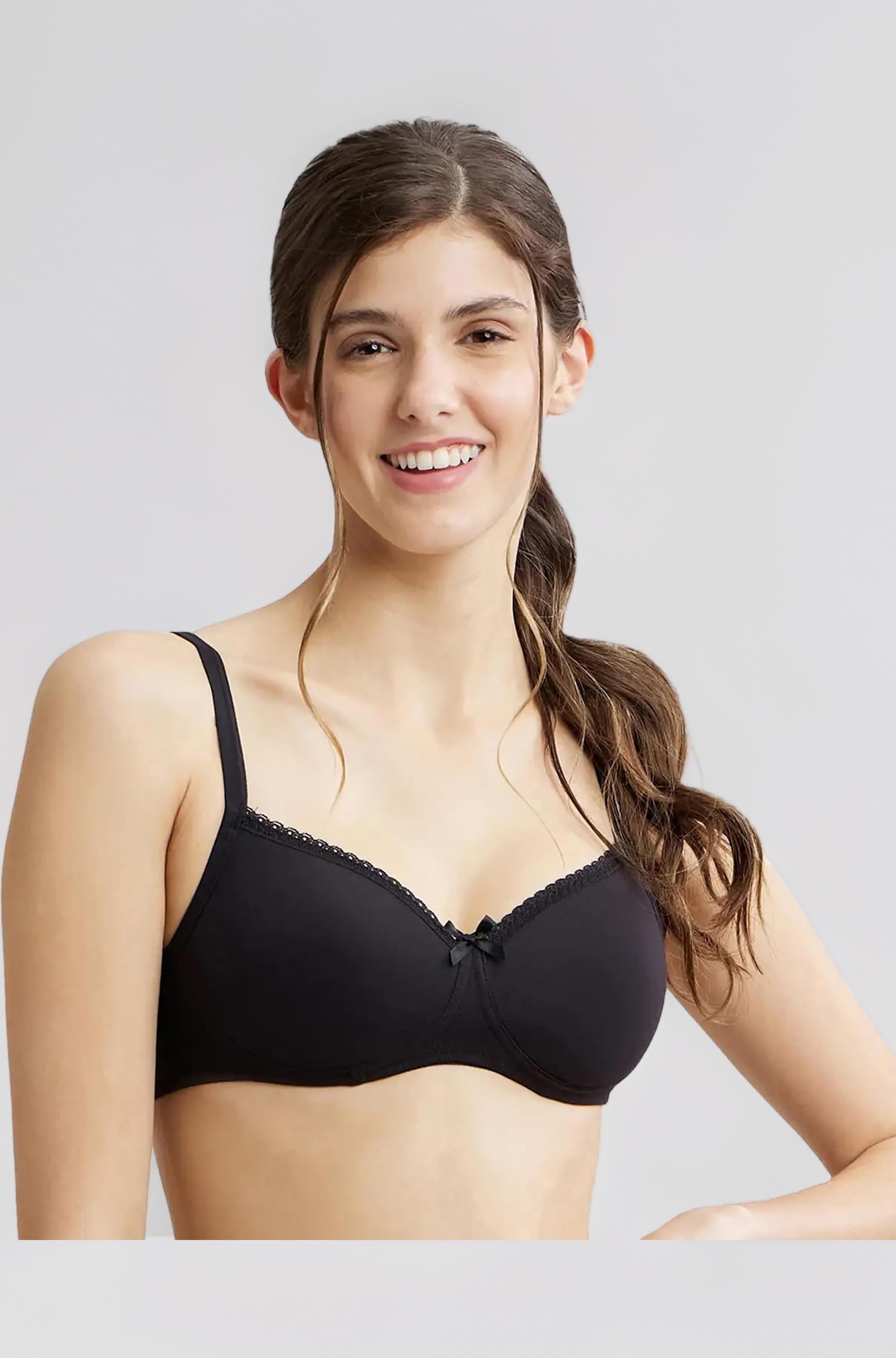 Jockey FE23 Women's Wirefree Padded Super Combed Cotton Elastane Stretch Medium Coverage Multiway Styling T-Shirt Bra with Detachable Straps
