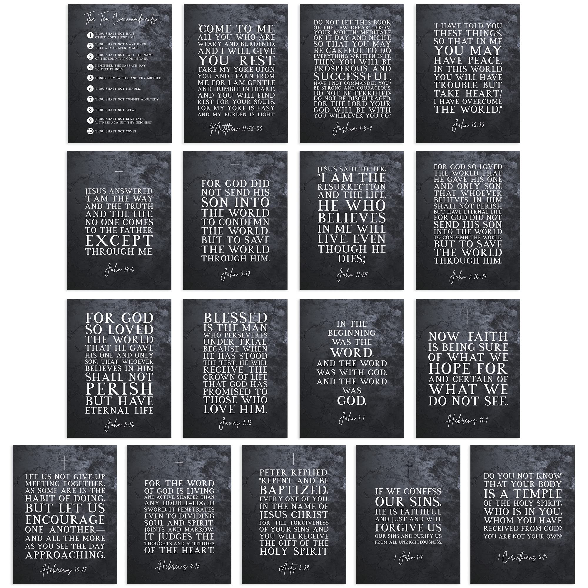 Artery8 Christian Holy Bible Scripture Verses Spiritual Unframed Poster Art Print Mixed Pack of 17 A4