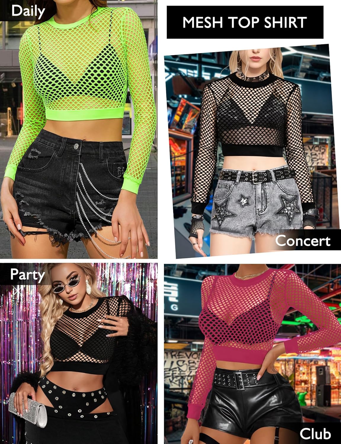 Buauty Women's Lace Long Sleeve Tops, Mock Neck Sheer Mesh Top, See Through Floral Lace Tops, Party Club Night Blouse Shirts - Image 5