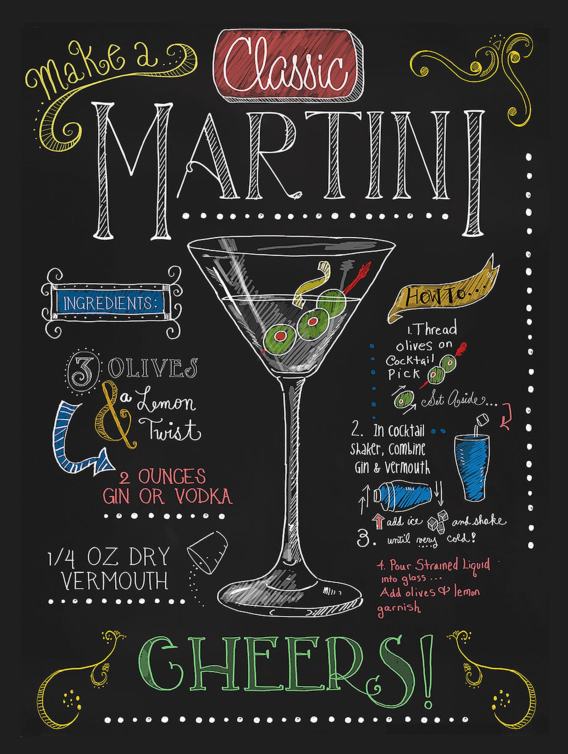 Shawprint Limited Mixed Colours Martini Retro Metal Tin Wall Plaque Sign Novelty Gift Home Bar Shed Man Cave Kitchen (150Mm X 200Mm (6" X 8")