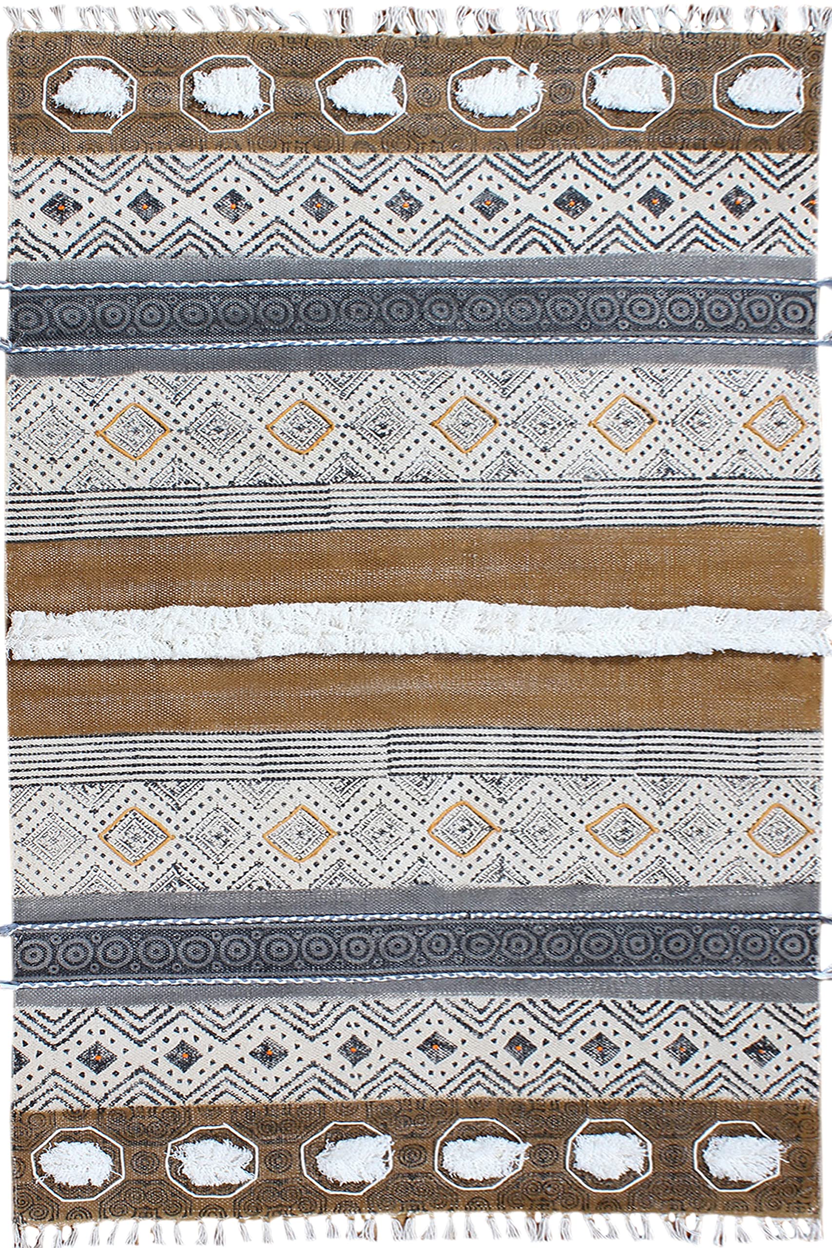 Kelim-Teppich, 10 x 20 cm, braun und schwarz gestreift, dick, 0,48 cm, waschbarer Baumwollteppich, flach gewebt, für den Innen- und Außenbereich, für Küche und Eingangsbereich