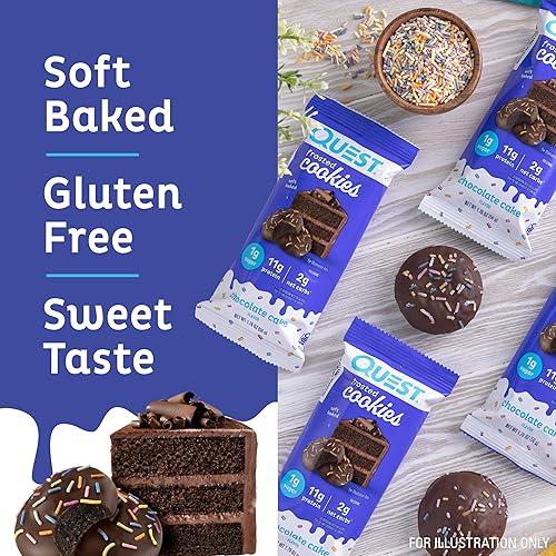 Miniatura 3 de Quest Nutrition Paquete doble de galletas heladas, pastel de chocolate, 0.04 oz de azúcar, 0.39 oz de proteína, 0.07 oz de carbohidratos netos, sin