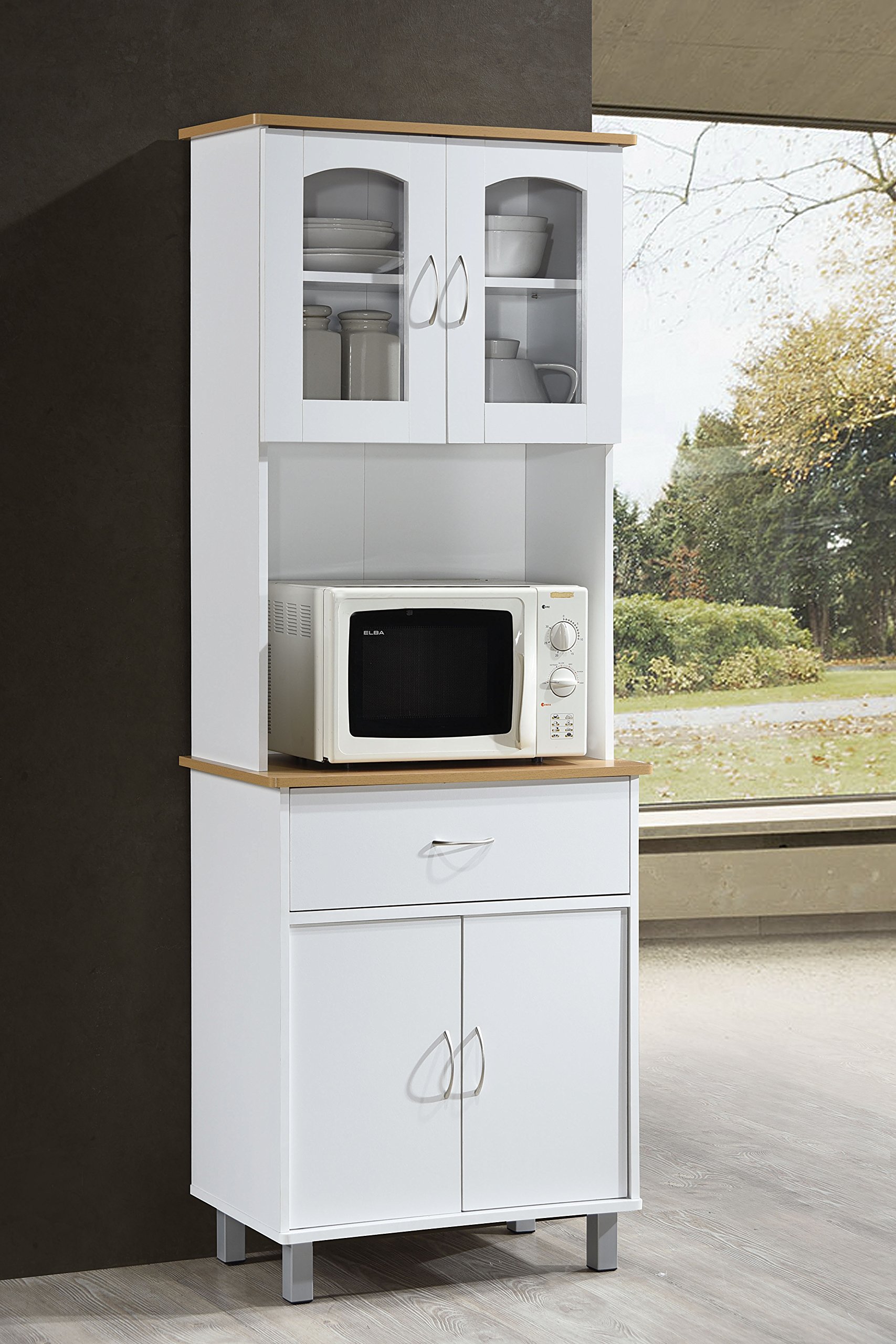 Amazon.com: HODEDAH IMPORT Long Standing Kitchen Cabinet with Top
