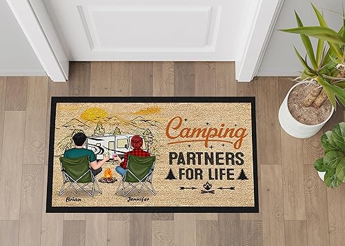 Miniatura 6 de Tapete personalizado para acampar con texto en inglés Making Memories One Campsite at A Time, tapete para puerta de entrada, tapete antideslizante