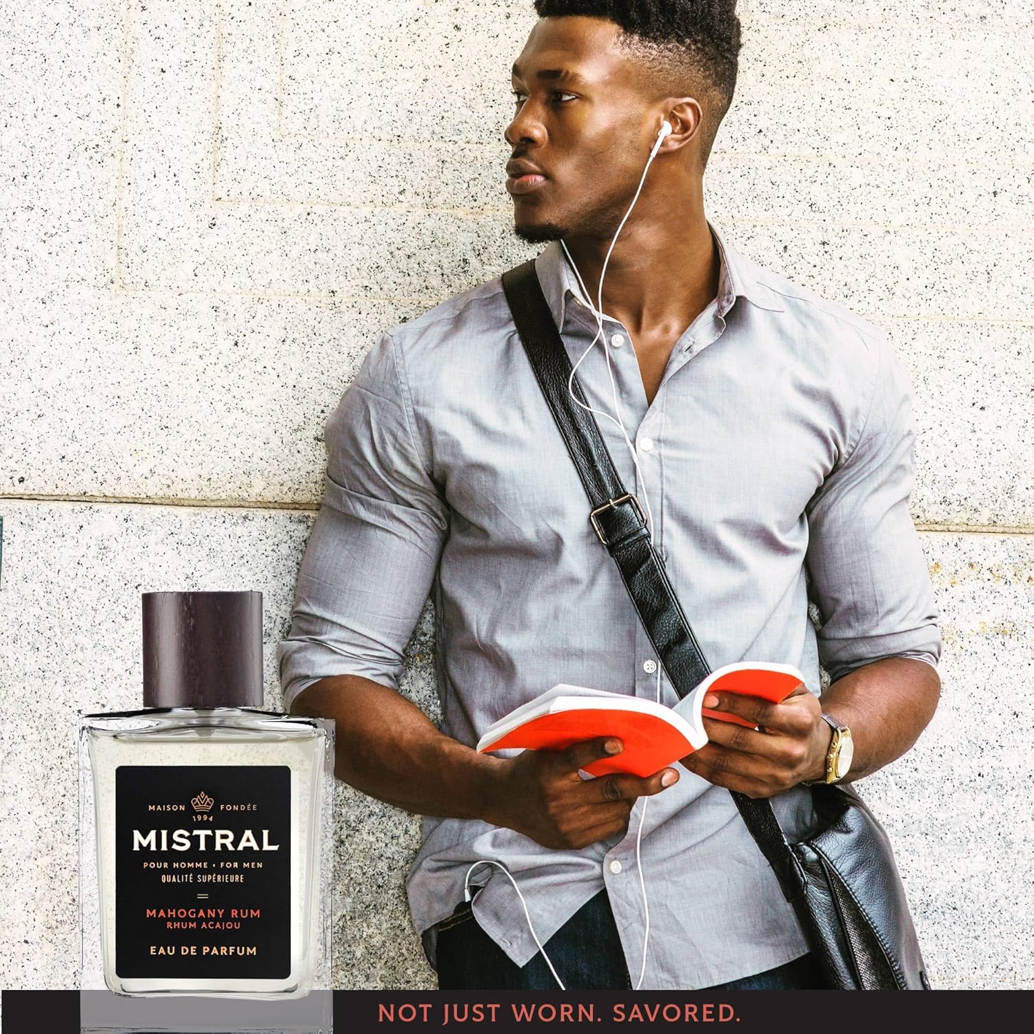 Mistral Men’s Cologne – Mahogany Rum Eau de Parfum | Warm, Spicy & Earthy Masculine Fragrance with Patchouli, Amber & Cedarwood | Cruelty-Free & Long-Lasting Perfume for Men, Made in France - 3.4 Oz