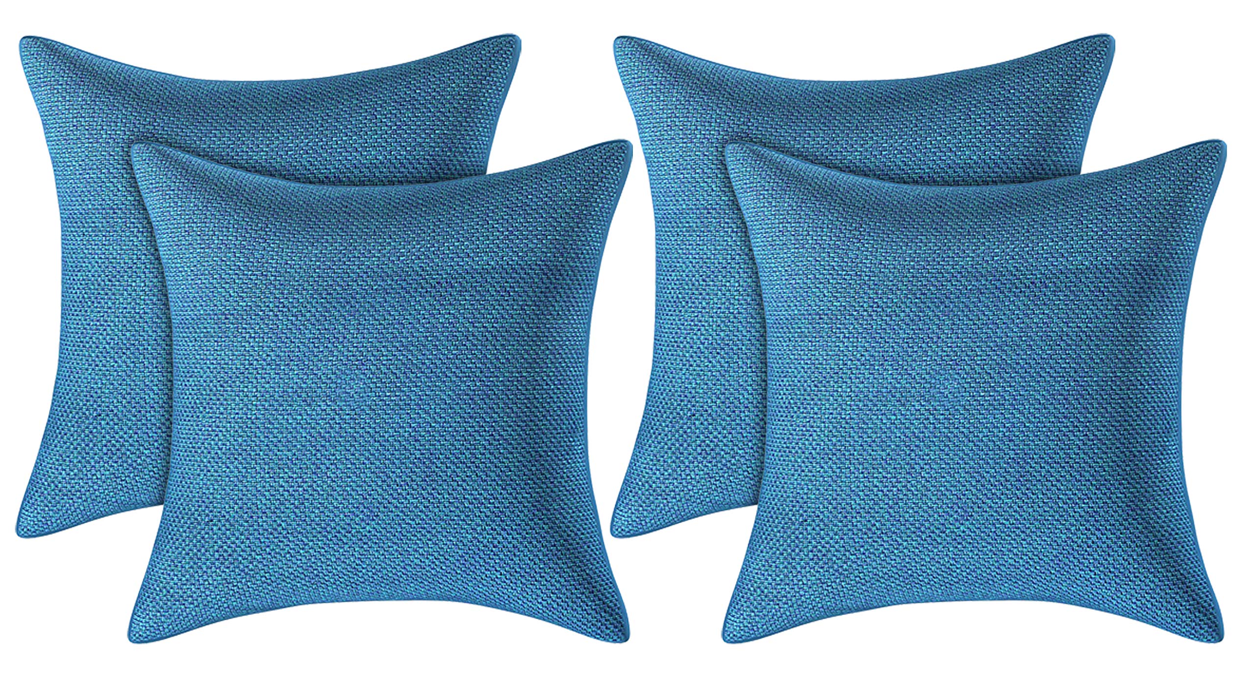 Kuber Industries Set of 4 Decorative Hand Made Jute Throw/Pillow Cushion Covers, 16x16 Inch (Blue) (HS_36_KUBMART018310)
