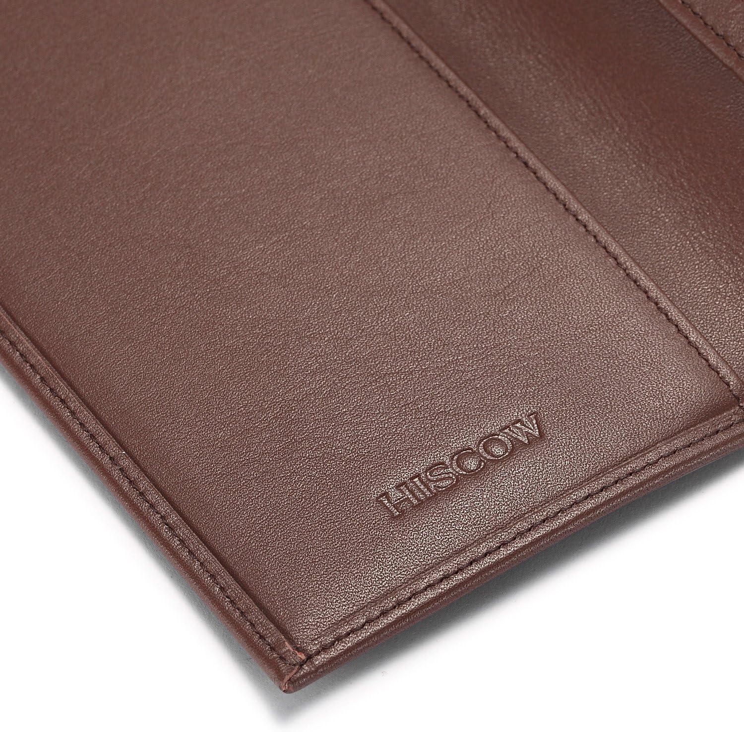 HISCOW Soft Leather Checkbook Cover & Card Holder with Divider - Italian Calfskin (Brown) - Image 8