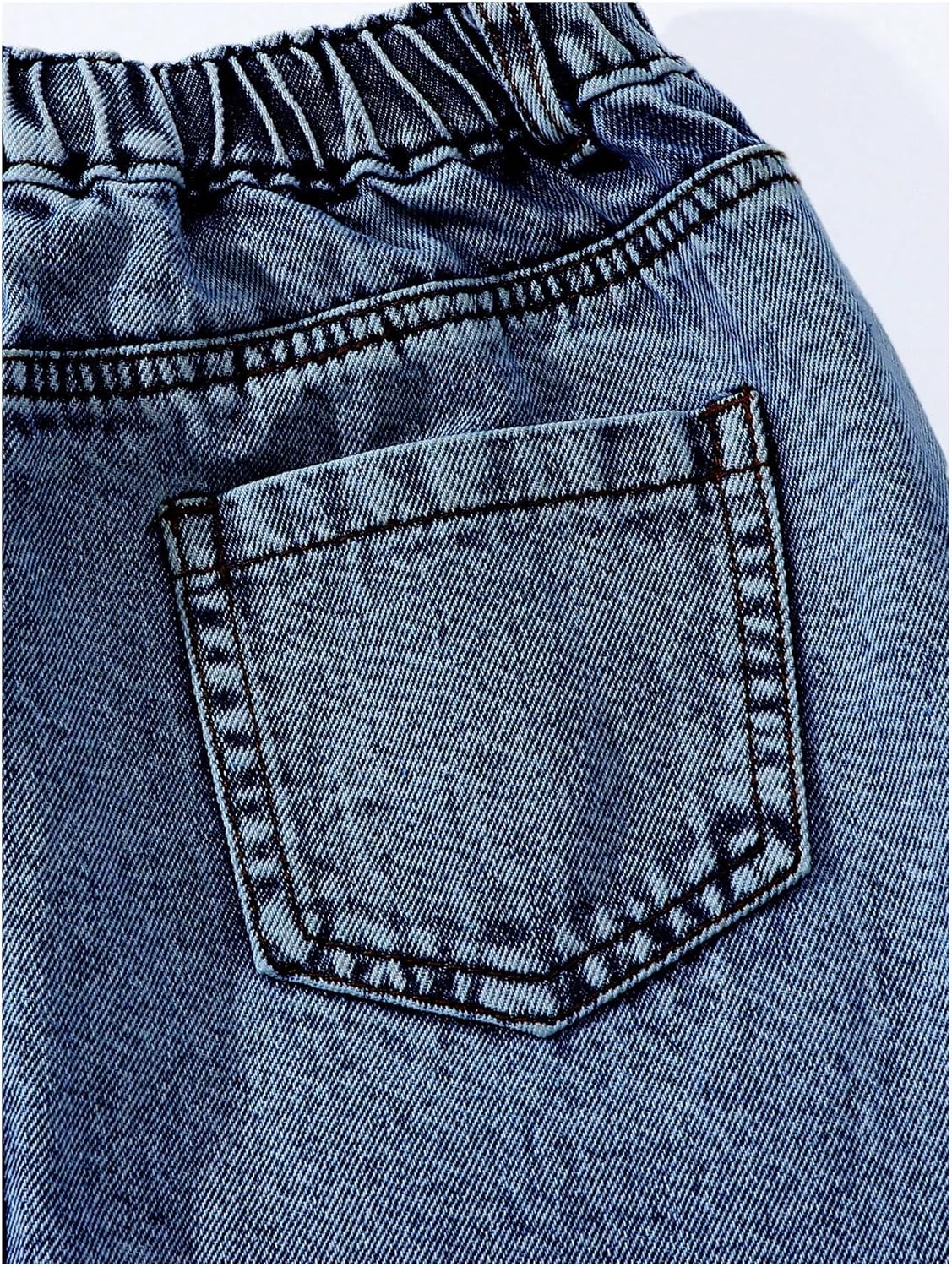 MakeMeChic Girl's Y2k Denim Skirt Elastic High Waisted Jean Midi Skirts with Pocket 8-12 Years