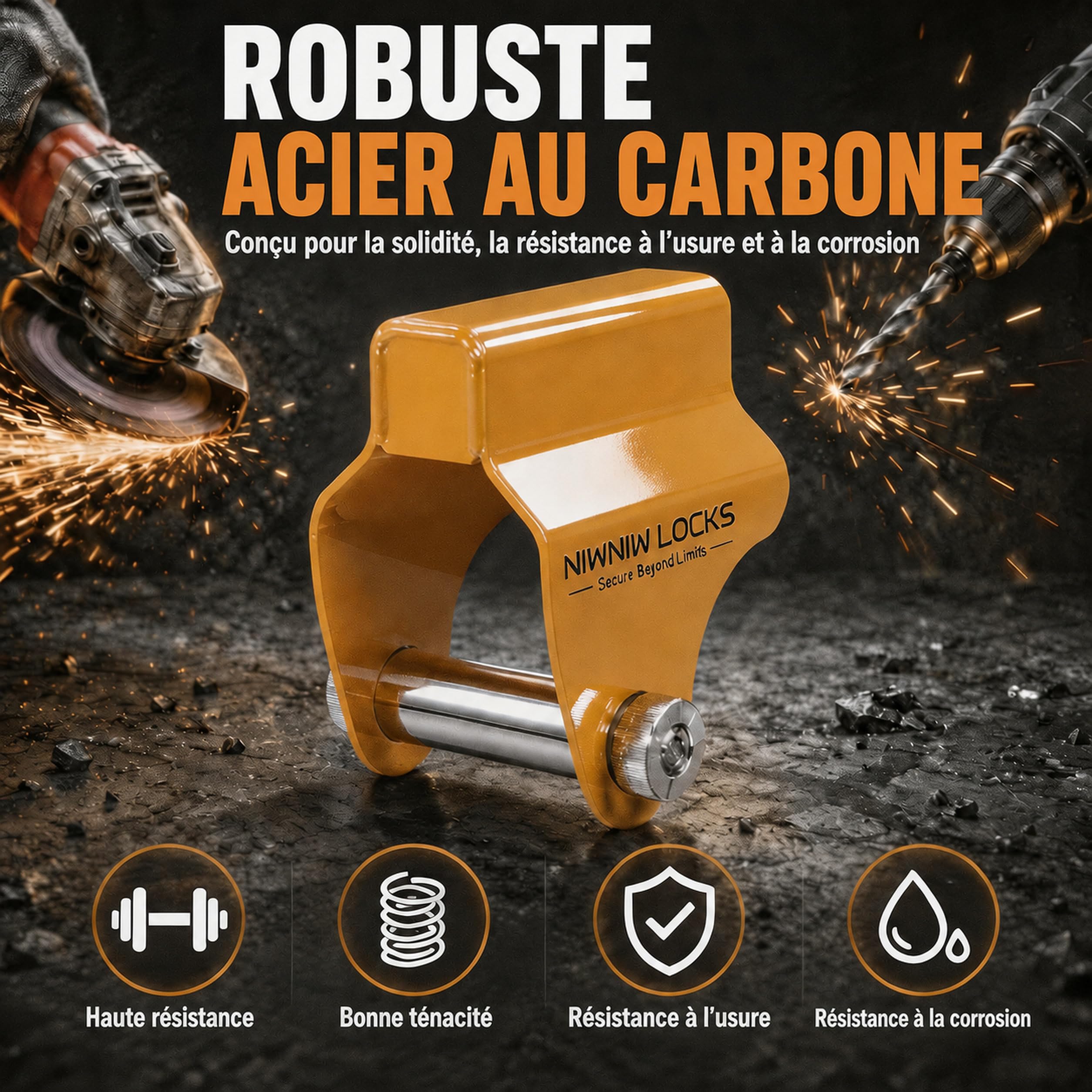 NiwNiw Antivol Verrou d'Attelage Haute Sécurité pour Remorque et Caravane - Cadenas Robustes en Acier Renforcé pour ALKO AKS1300/2004/3004 & AK130/160 - Protection Attelée et Non Attelée