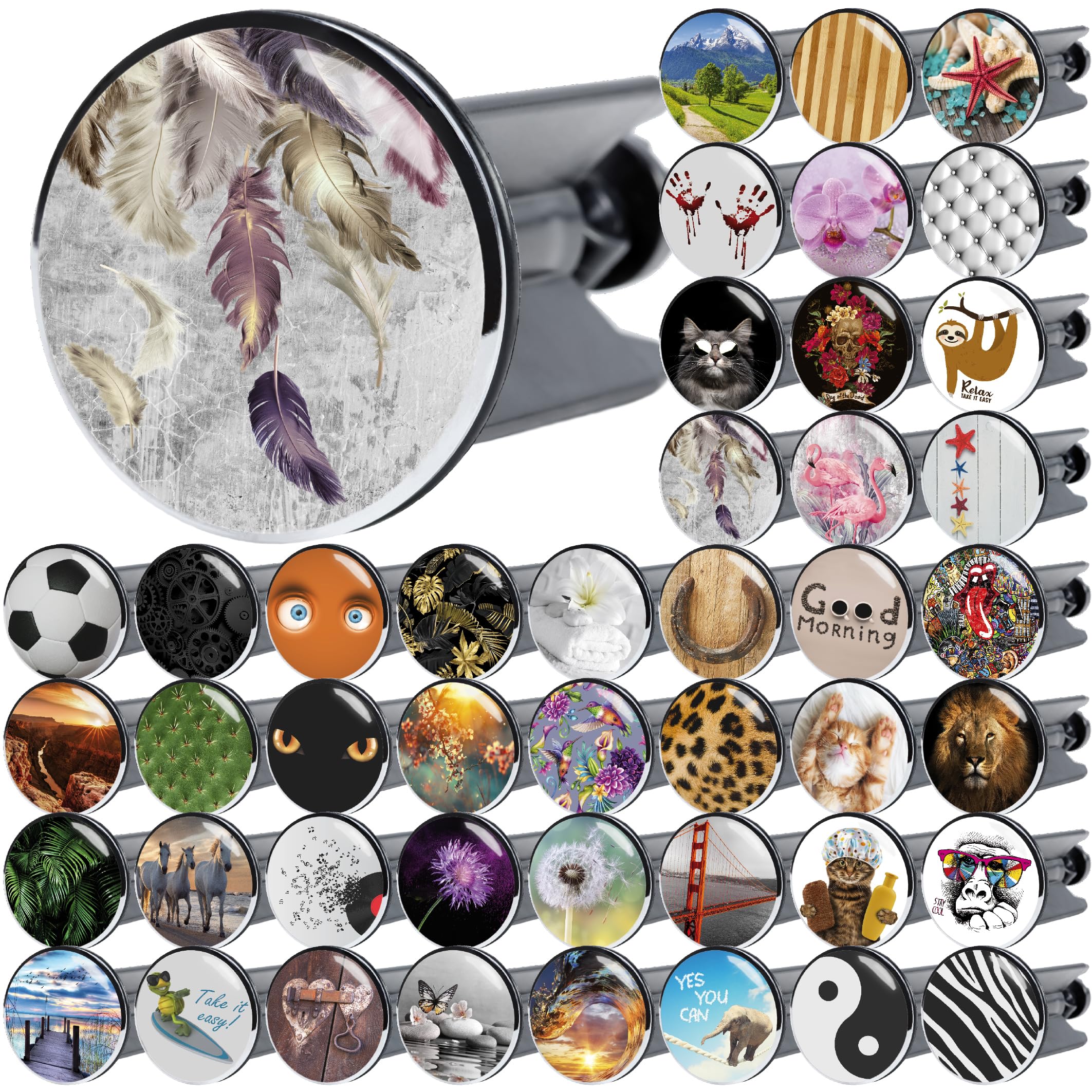 Sanilo Sink Plug 40 mm, Many Different Drain Plugs, Easy to Insert into the Wash Basin (Feathers)