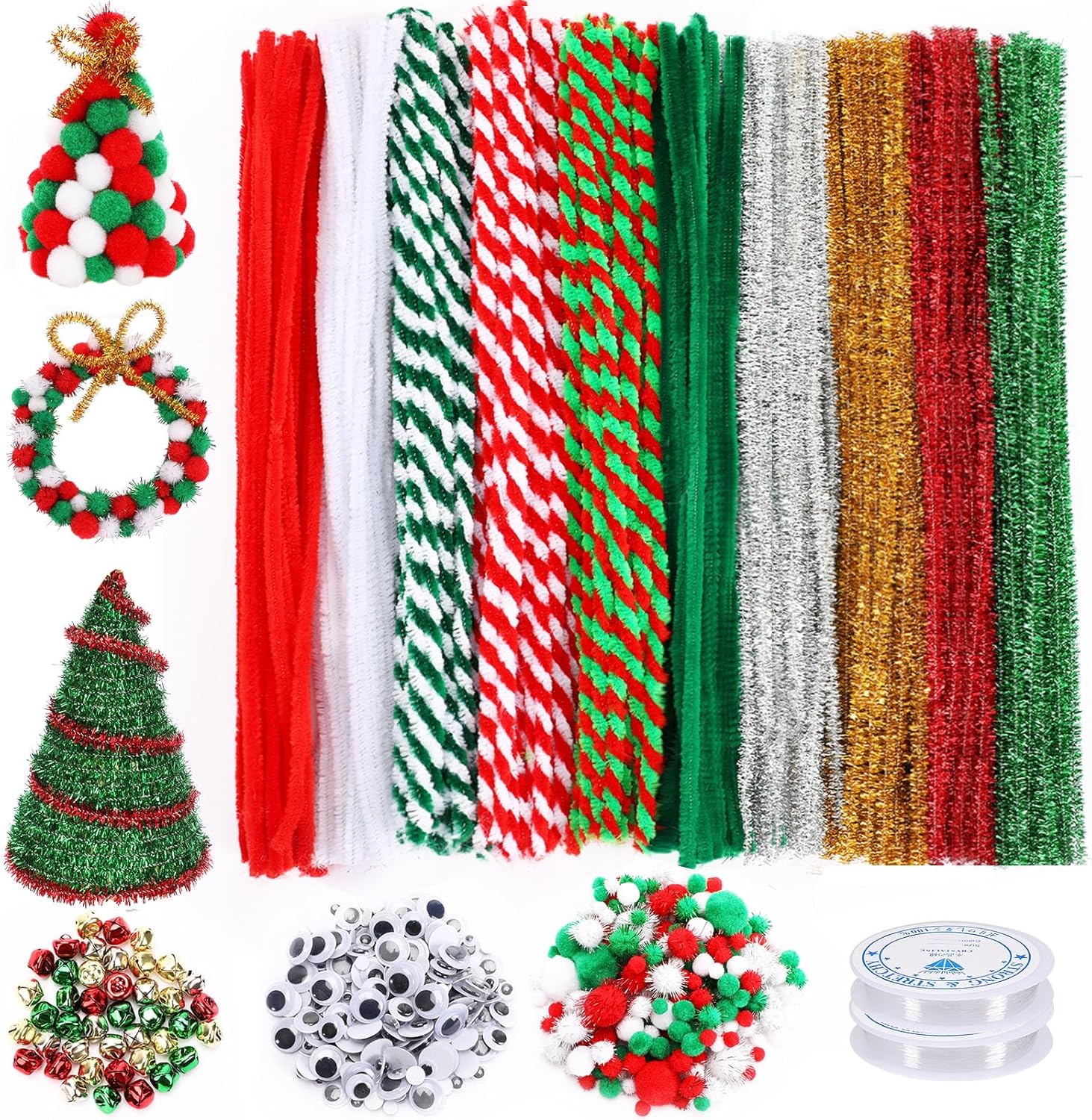 Amazon.com: UPINS 640pcs Christmas Pipe Cleaners Set Including 10 ...