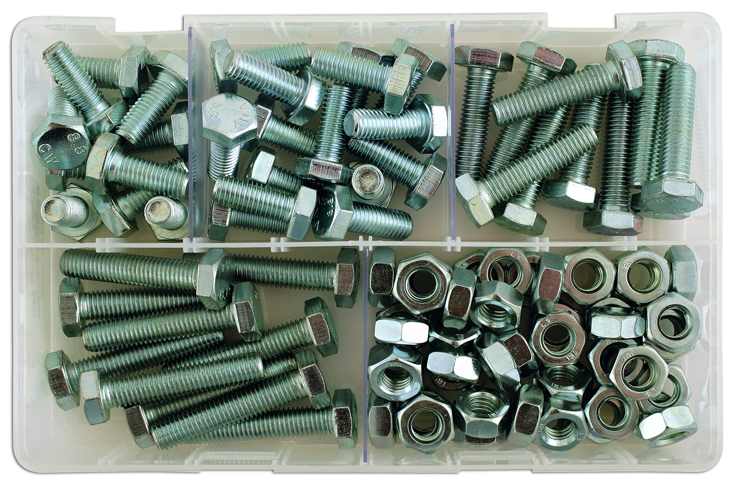 CONNECT 35012 Assorted M10 Setscrews and Nuts 88pc DIN 934 BZP Fasteners