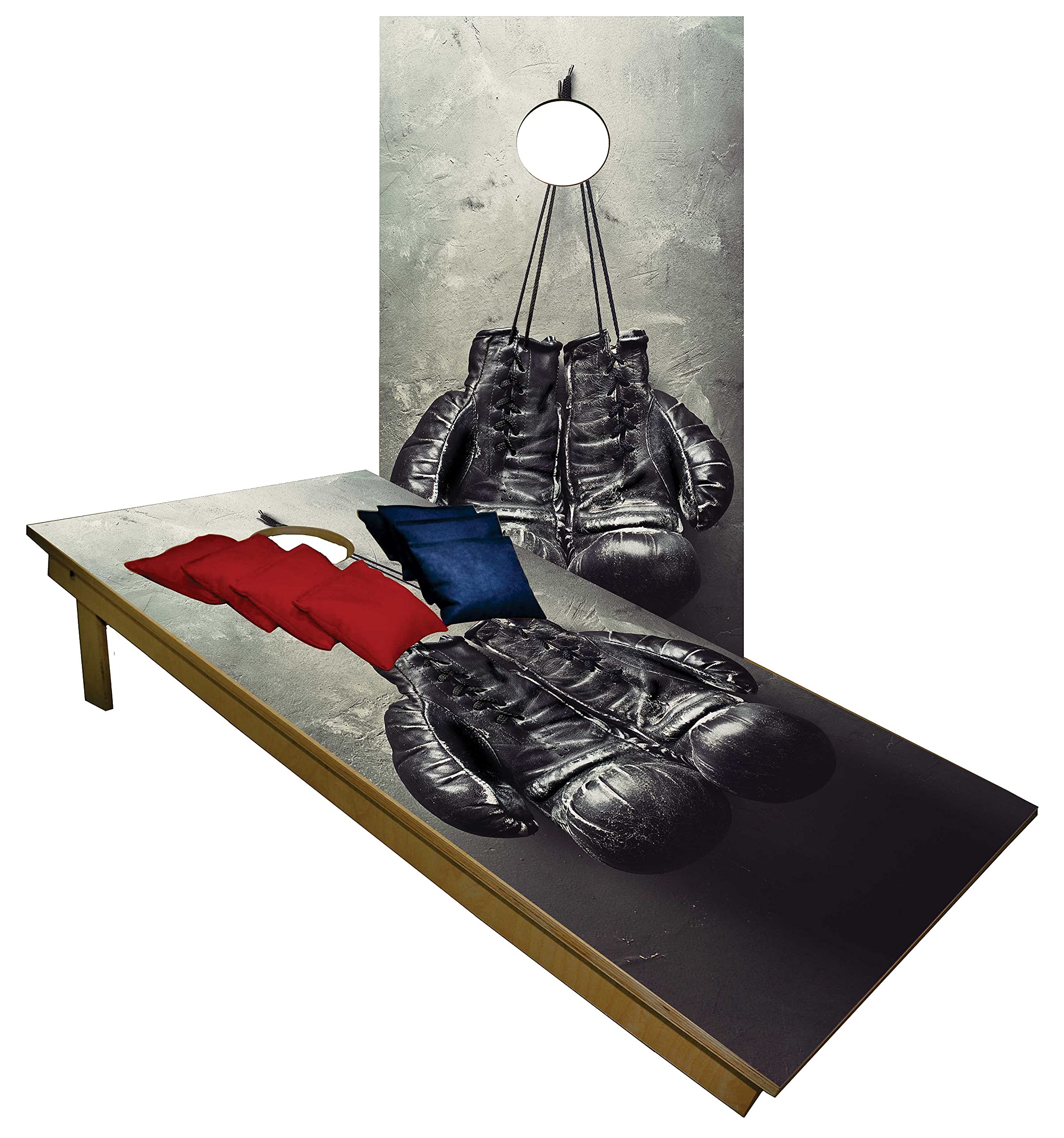 Premium Cornhole Set - USA Boxing Gloves Tailgate Cornhole Boards w Set of 8 Cornhole Bags!343