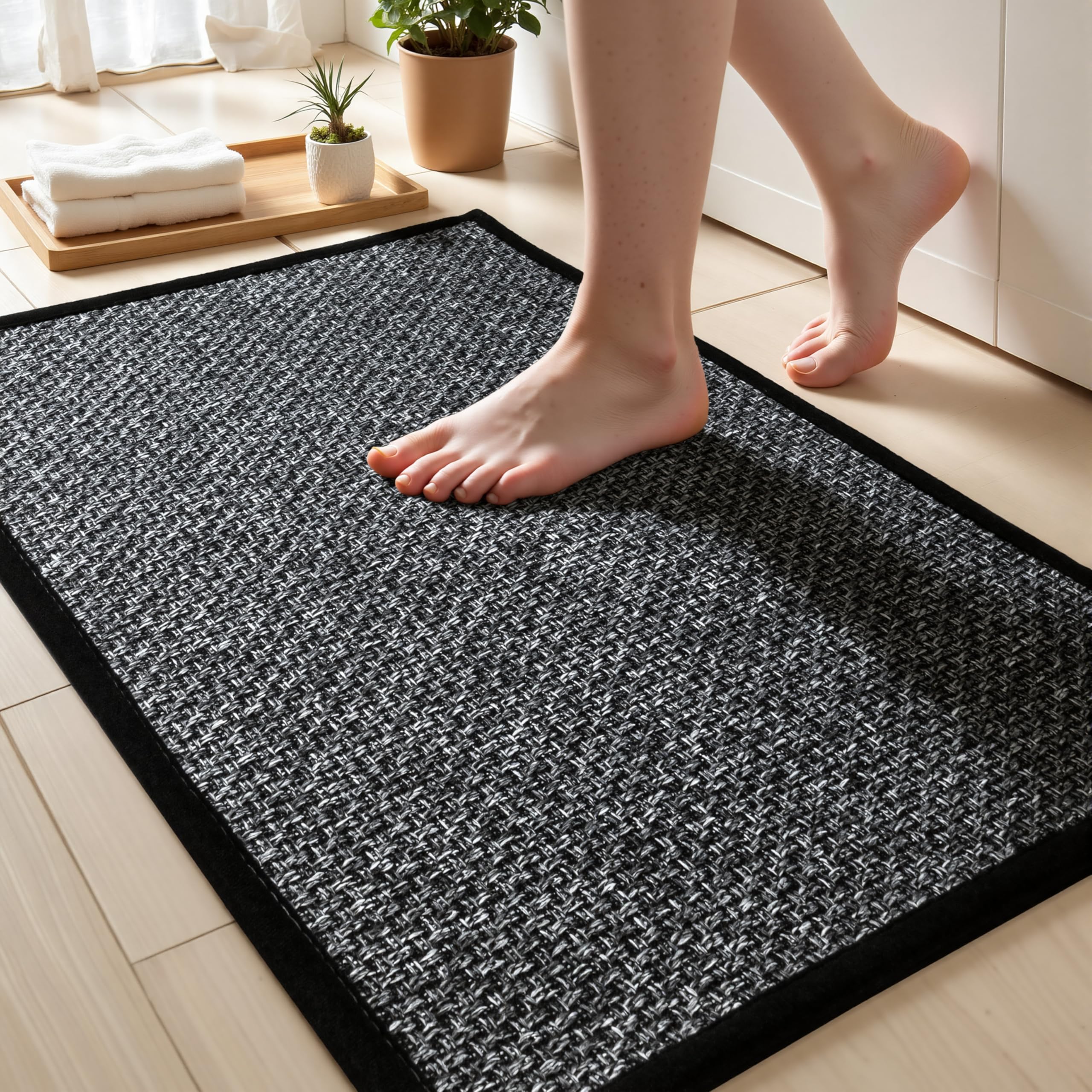 Alfombra de baño antideslizante, de secado rápido, pequeña, ultrafina, para puerta de inodoro, 17 x 24 pulgadas