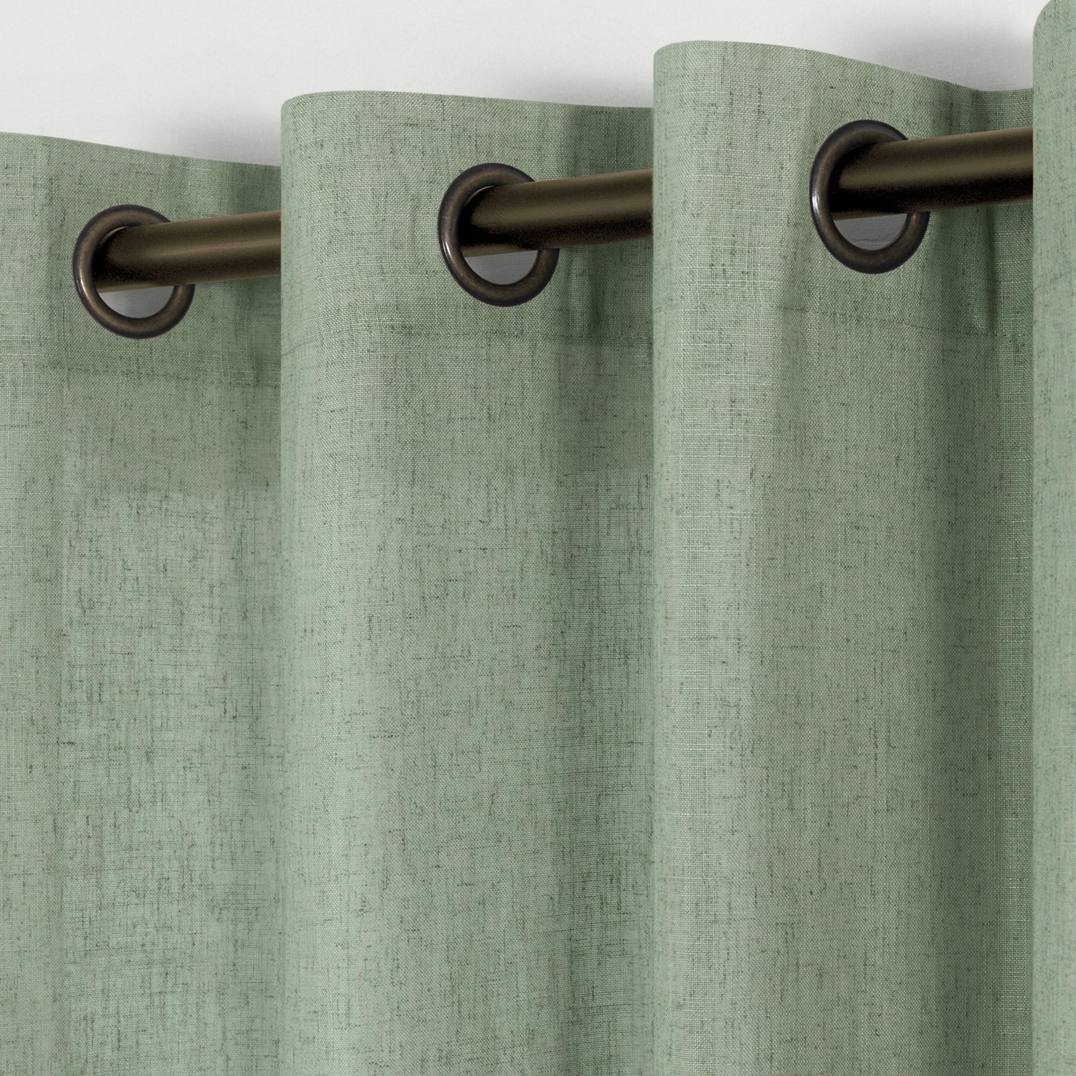 KOUFALL Sage Green Curtains 84 Inches Long,Sheer Linen Boho Grommet Cottage Core Curtains for Living Room Bedroom Dining Room,Light Green