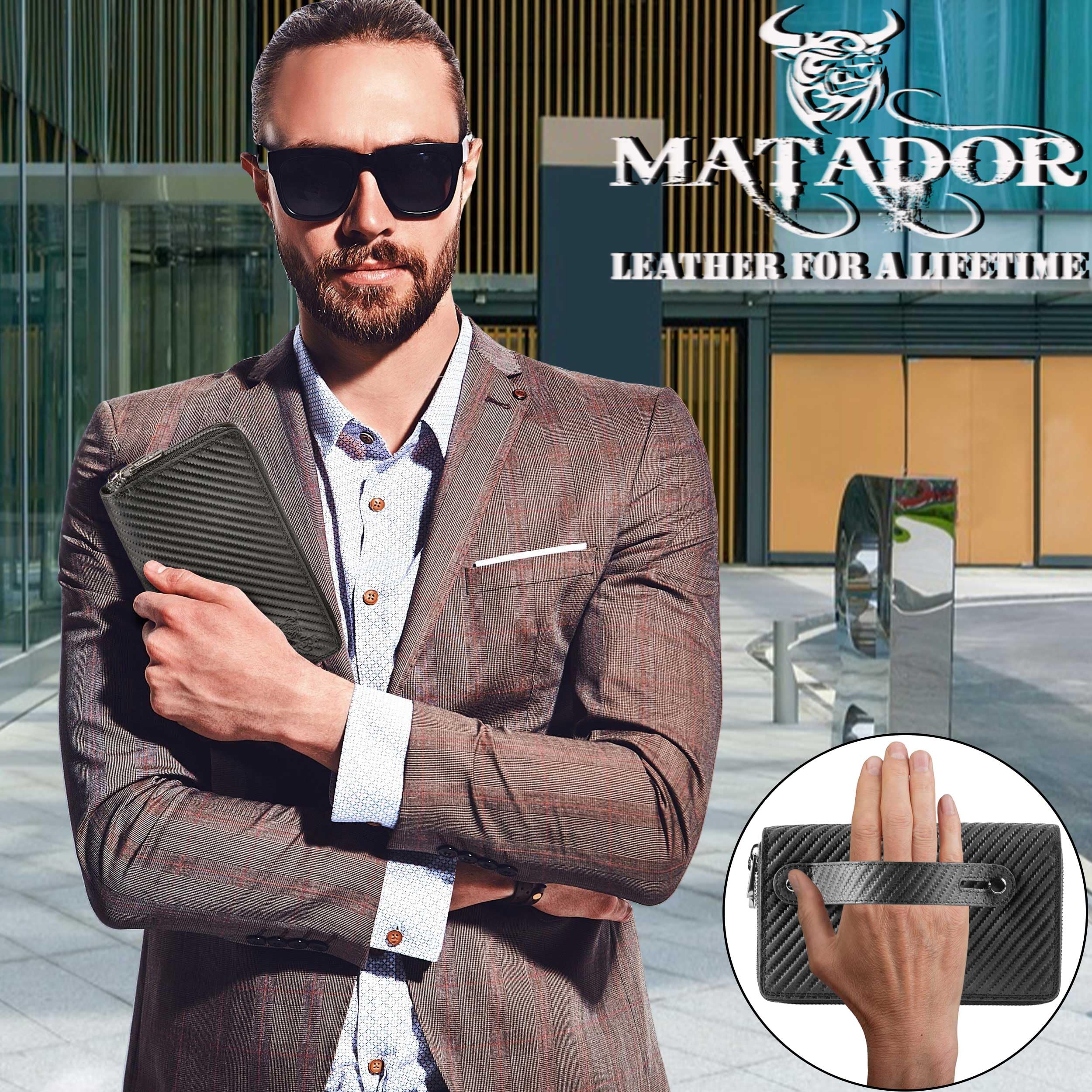 Matador Marca Portafoglio Uomo Pelle MADRID con Elegante Scatola Regalo, Portafoglio Nero di Lusso con Protezione RFID, Grande con Molti Scomparti per Carte