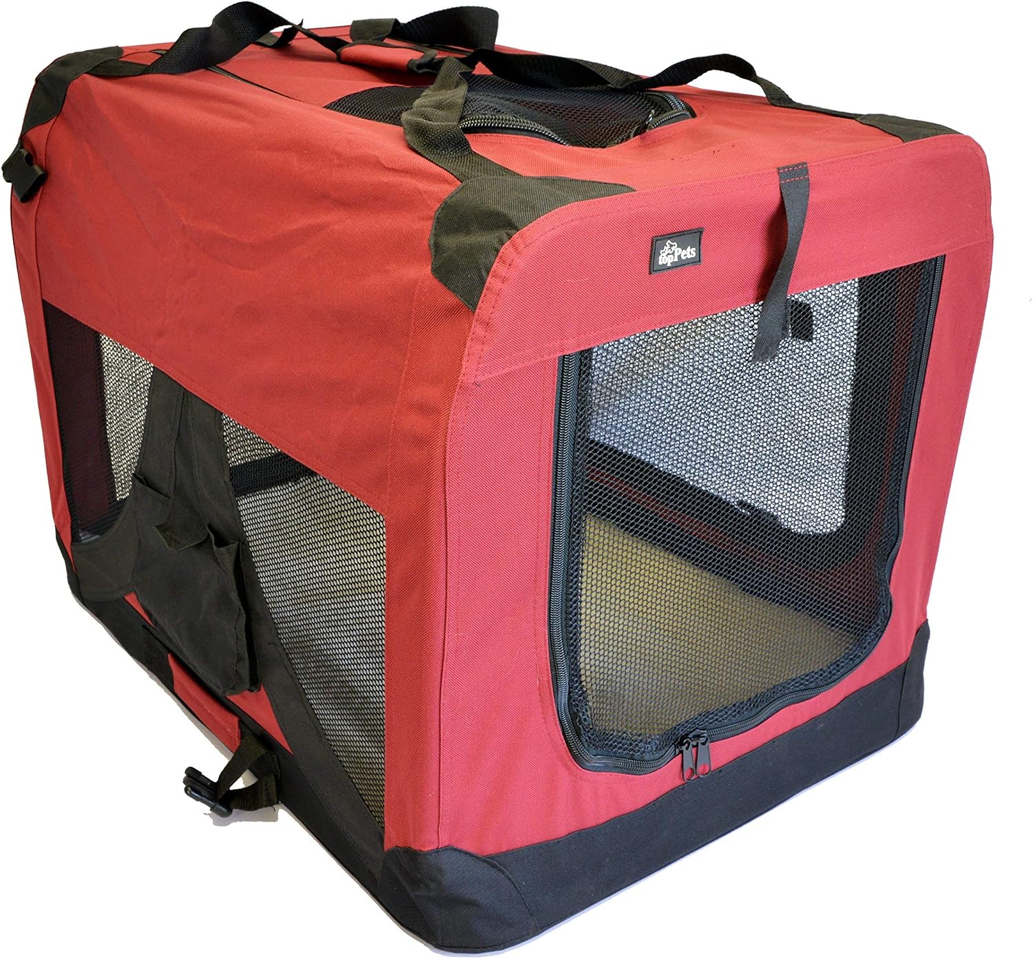 topPets Portable Soft Pet Carrier - Large: 28"x20"x20" - Maroon Red
