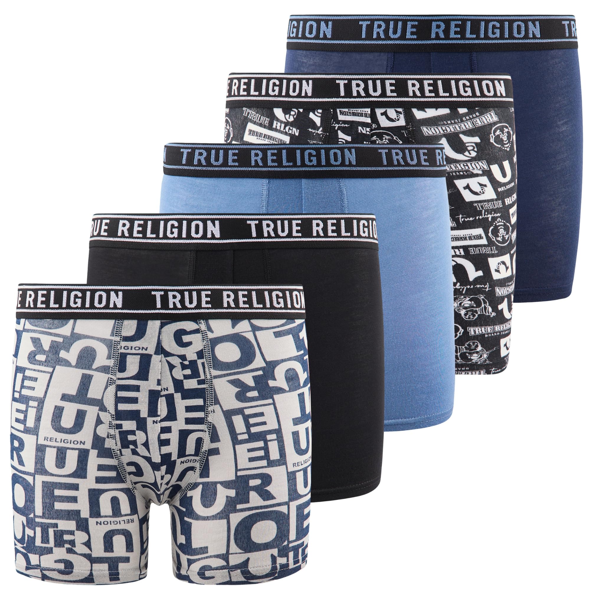 True Religion Boys Underwear 5 Pack Boxer Briefs for Boys 6-18 Durable Stretch Breathable Moisture Wicking