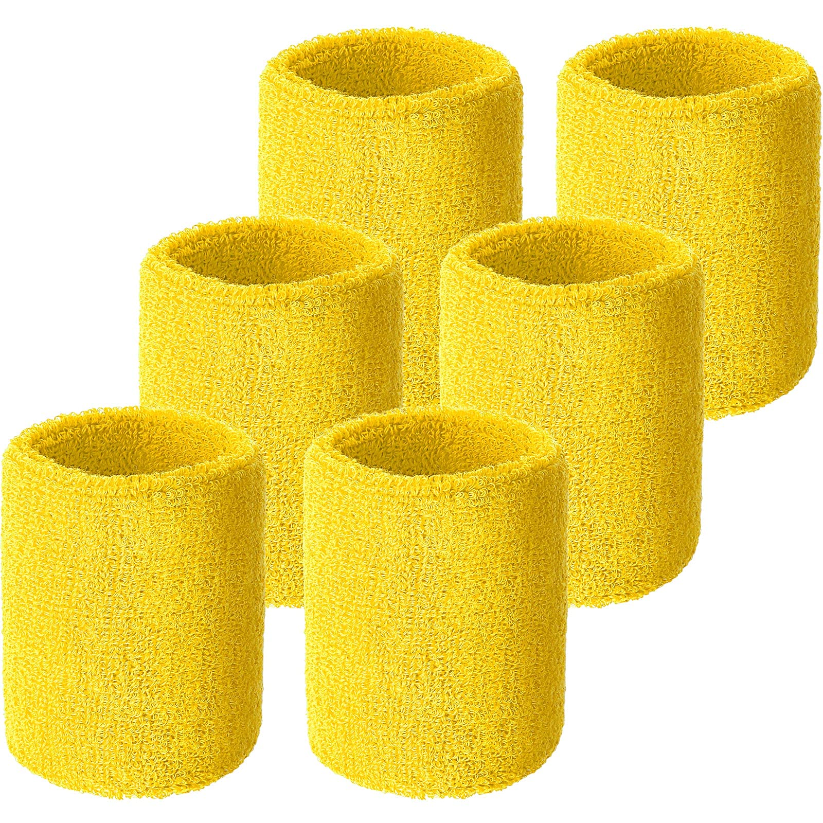 6 Pieces Wrist Sweatbands Tennis Wristbands Absorbent Sweatbands for Football Basketball Running Athletic Sports and Training (Yellow) — image 1