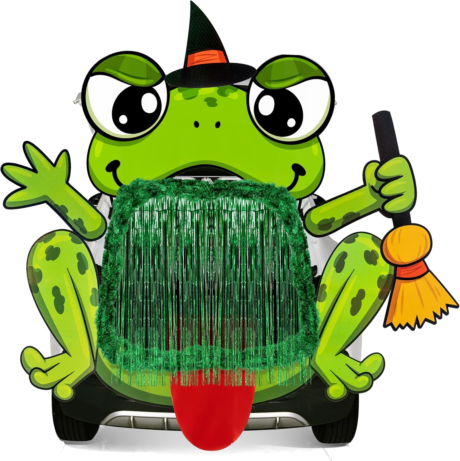 JOYIN Halloween Trunk Or Treat Car Decorations Kit for SUV, Frog Archway Entryway Stickers Haunted House Door Outdoor Decor, with Balloons Tassel Dot Glue
