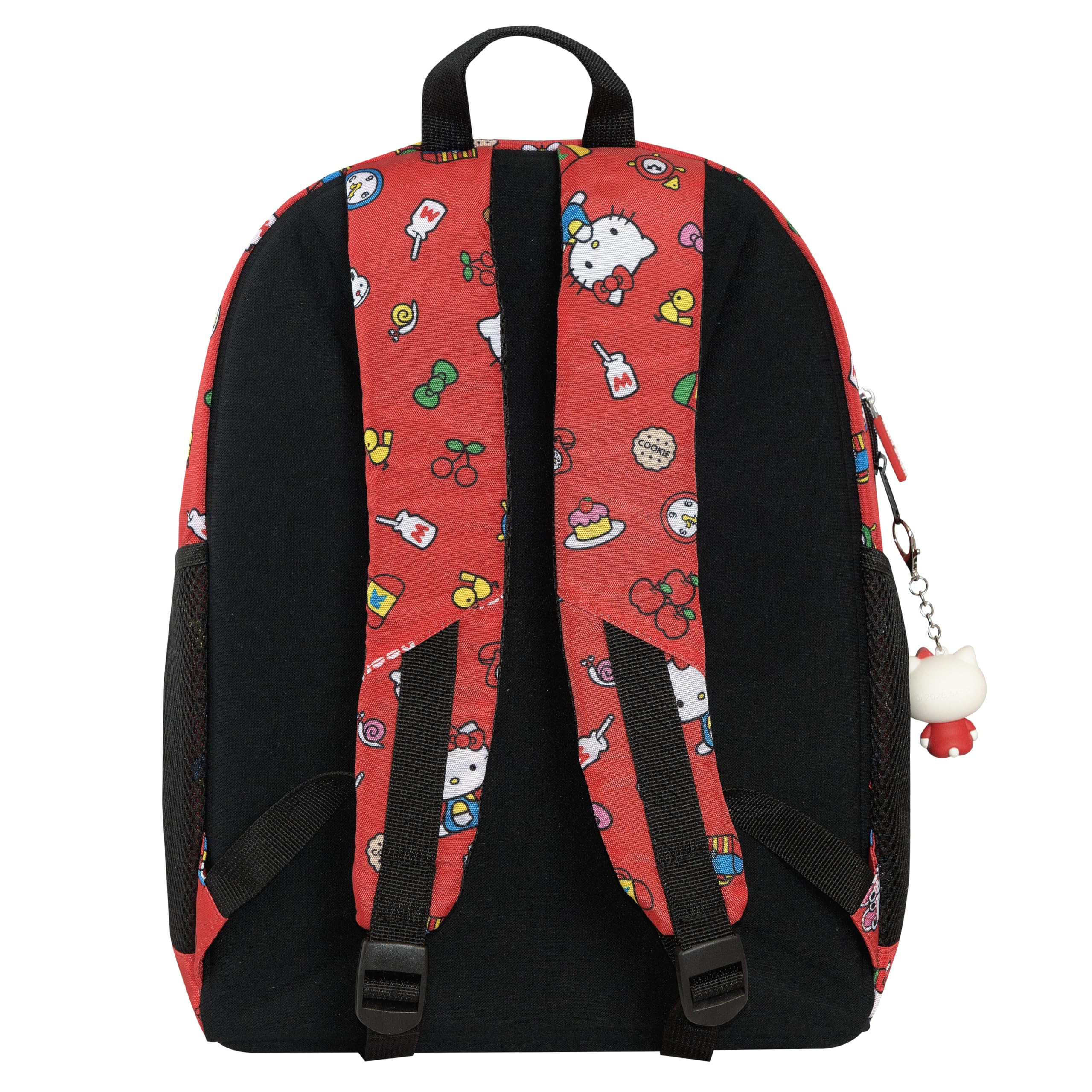 HELLO KITTY - Zaino Scuola Ufficiale Hello Kitty, 2 Ampi Spazi Centrali, Tasche Frontali e Laterali, Charm Staccabile, Spallacci Regolabili e Imbottiti, Schienale Termoformati, 32 x 43H x 23 cm, 31 L